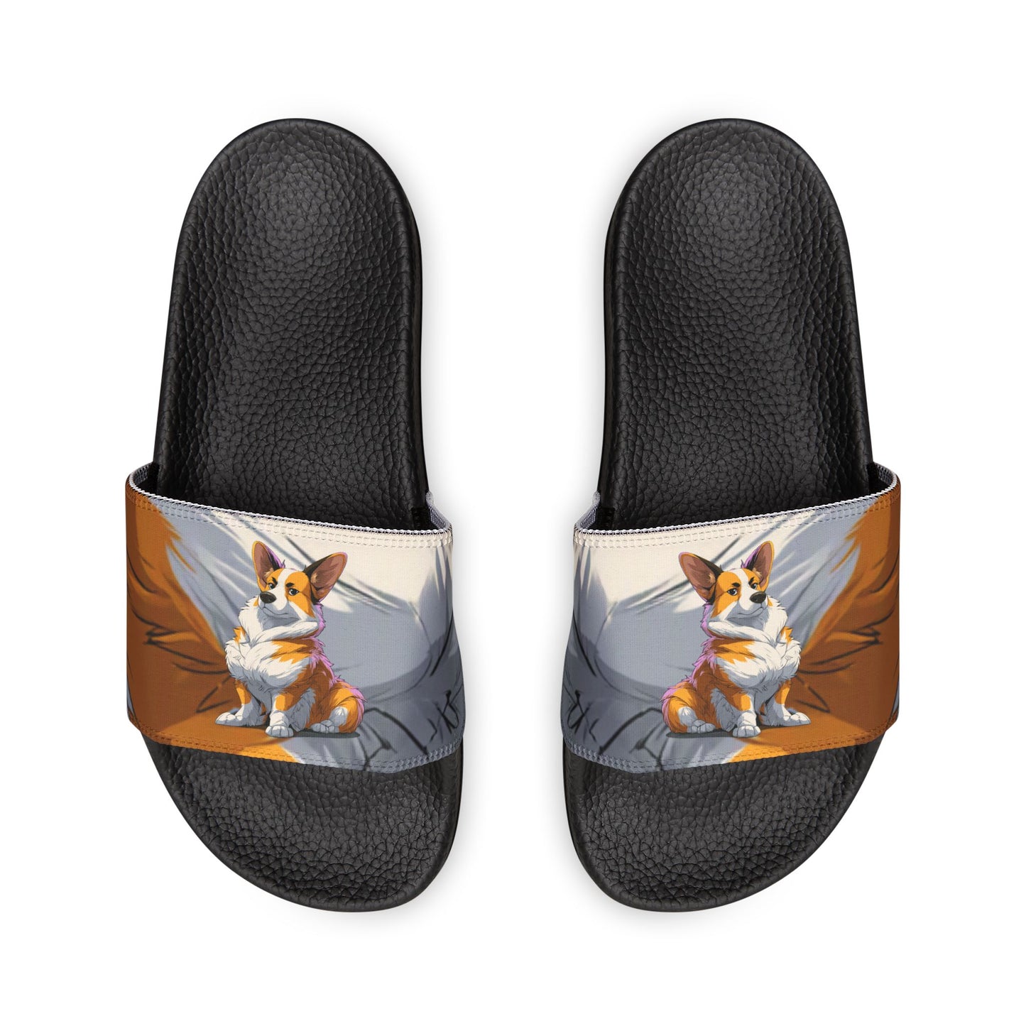 Boss Dog Corgi Artistic Portrait Men's Slide Sandals - Casual Pool & Beach Slides