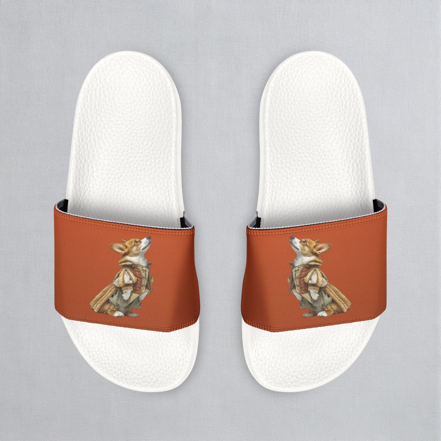 Prince Corgi Burnt Orange Women's Slide Sandals - Casual Pool & Beach Slides