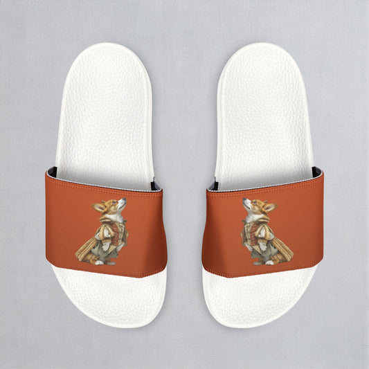 Prince Corgi Burnt Orange Women's Slide Sandals - Casual Pool & Beach Slides