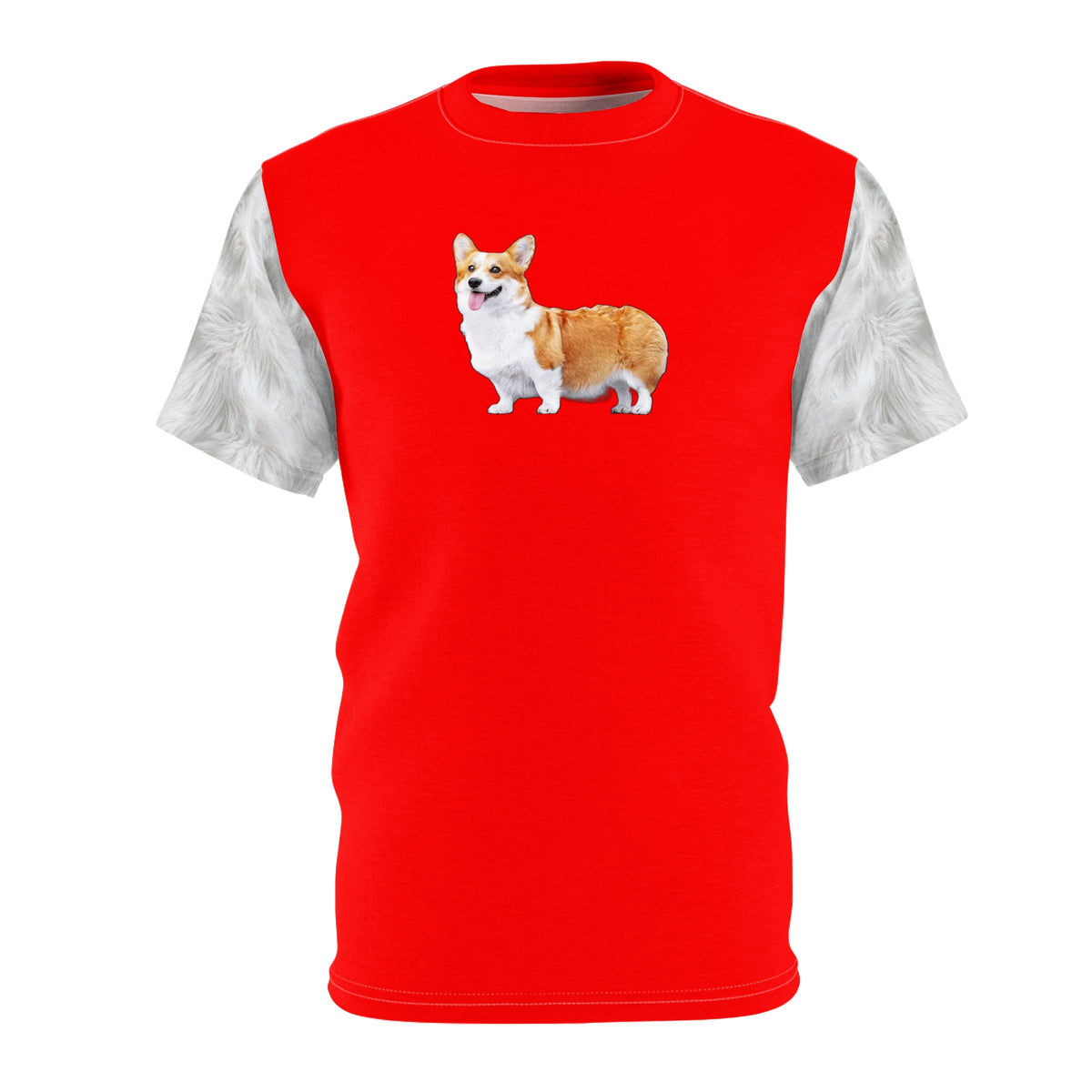 Best In Show Unisex Bold Fashion Tee — Radical Red with White Fur-Effect Flowing Sleeves