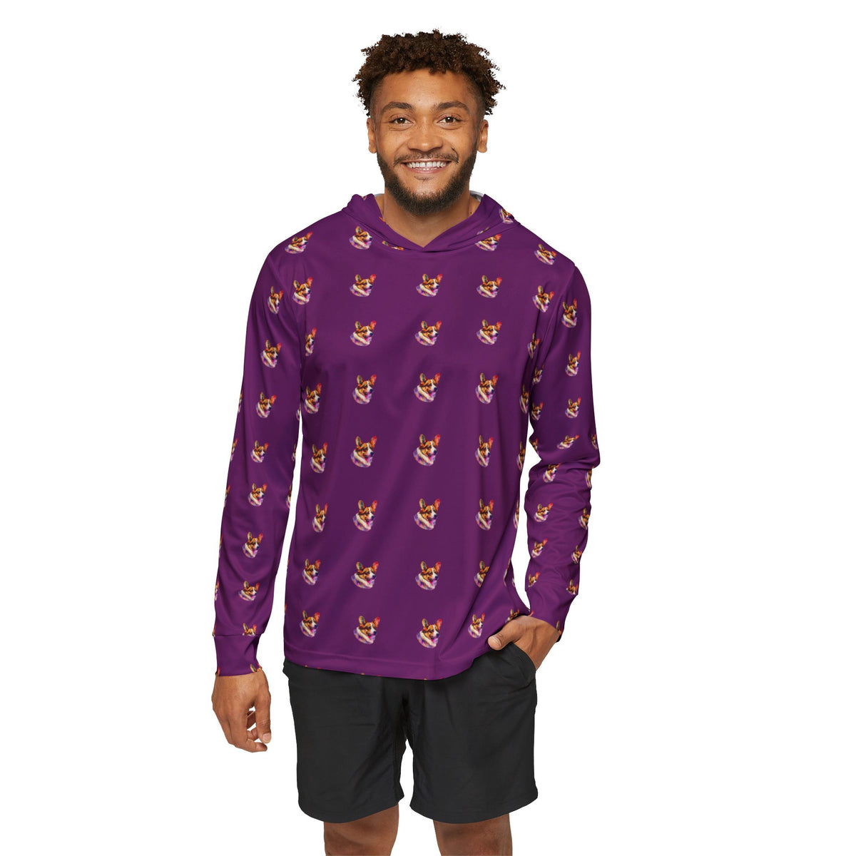 Motley Corgi Repeater Pattern Plum Light Hoodie