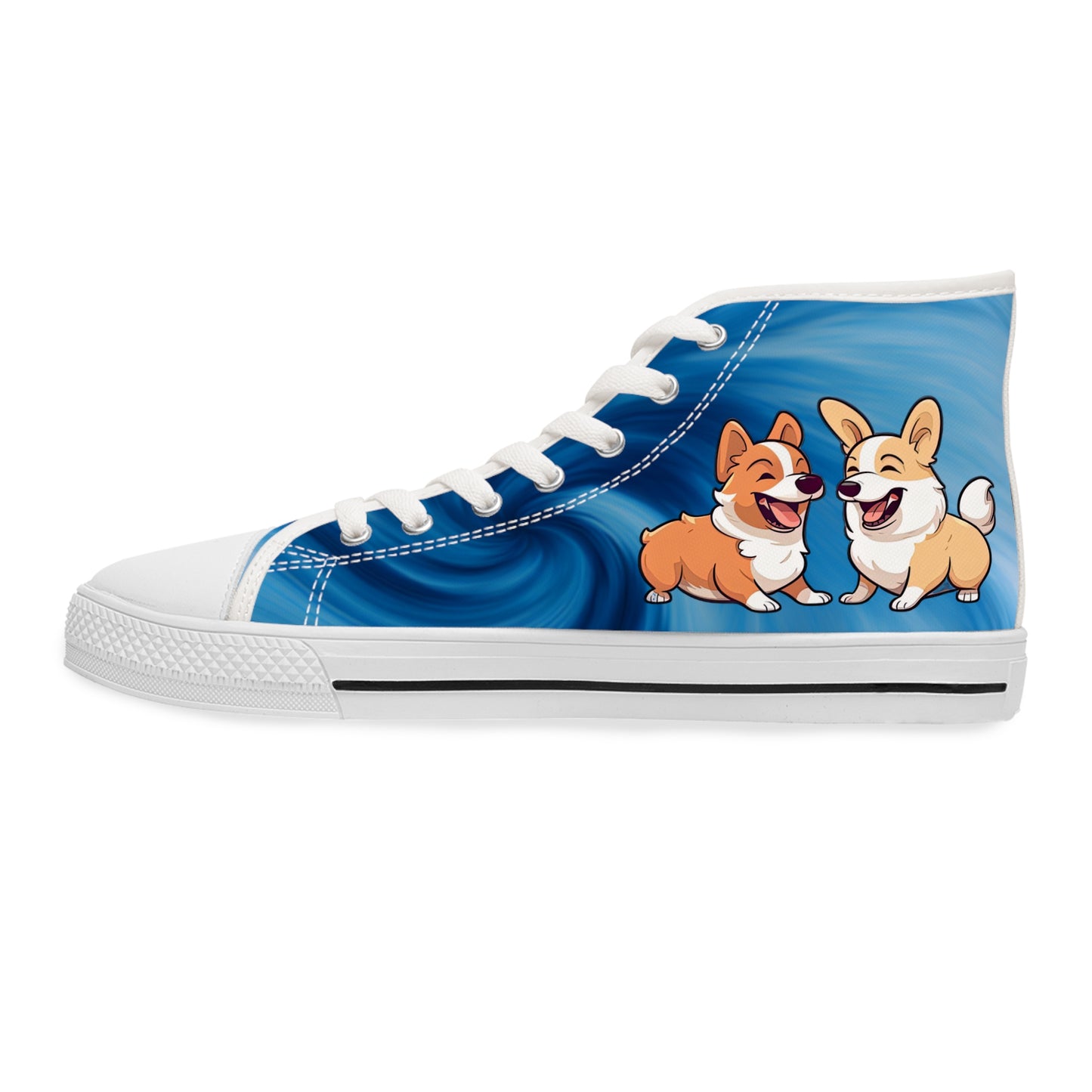 Best Mates Women's Cute Animated Corgis Casual Canvas Carolina Blue Low Top Sneakers