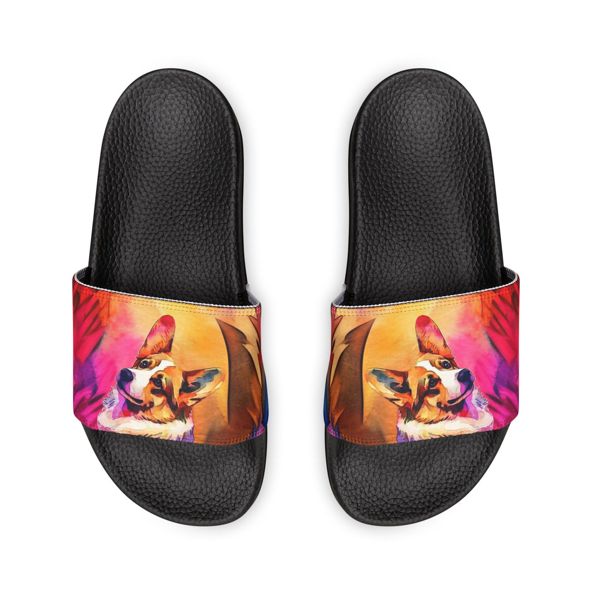 Motley Corgi Women's Casual Watercolor Slide Sandals - Pool & Beach Slides
