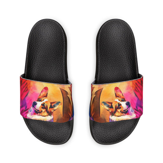 Motley Corgi Women's Casual Watercolor Slide Sandals - Pool & Beach Slides