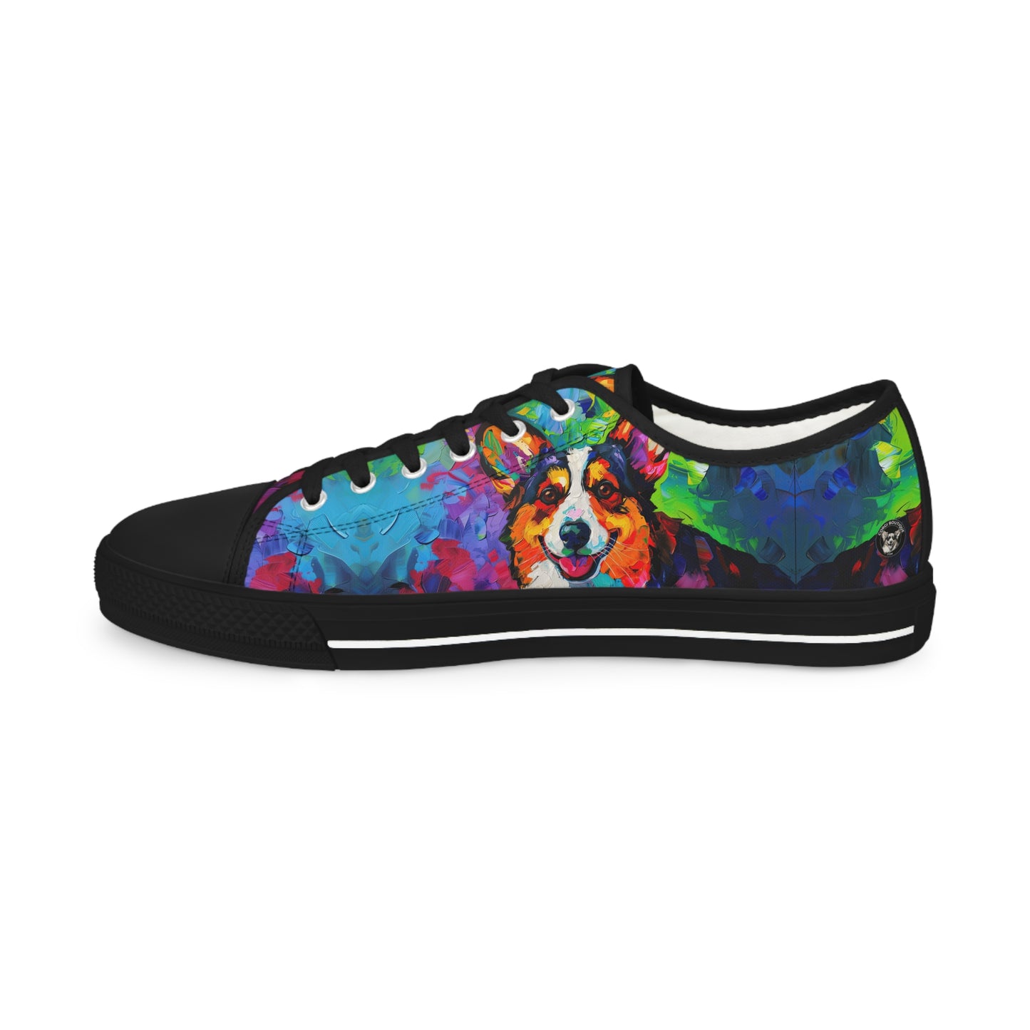Color Me Corgi Vibrant Artistic Men's Low Top Casual Canvas Sneakers