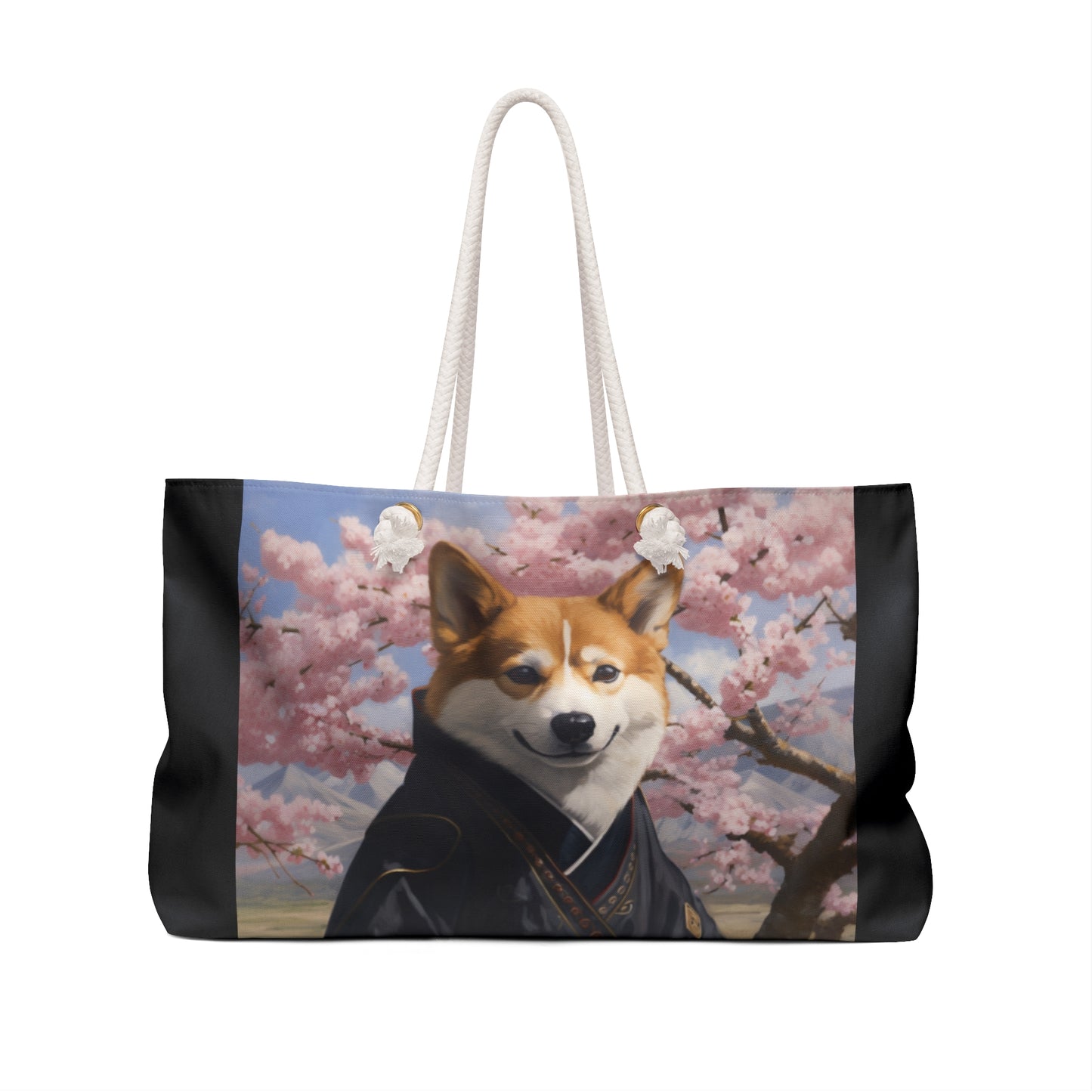 Samurai Corgi Weekender Beach Bag – Japanese Themed Travel Tote