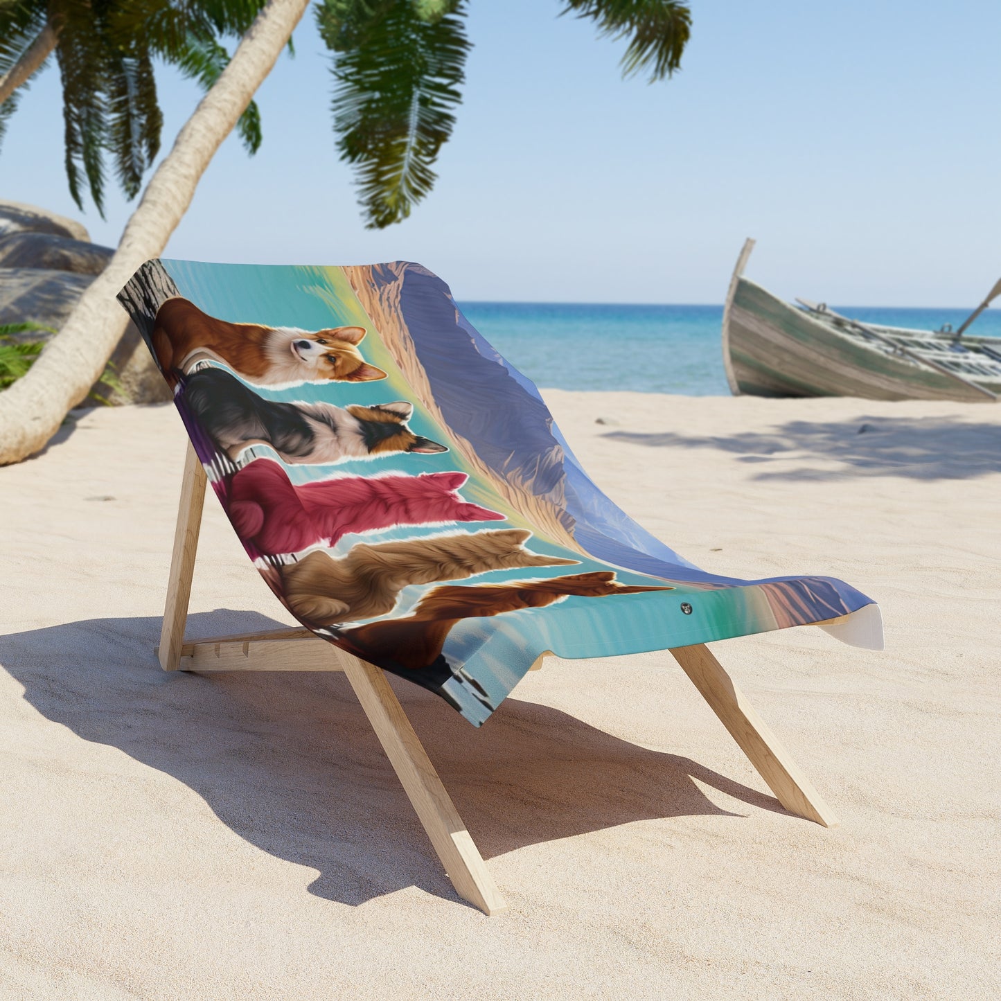 Corgi Lake Beach Towel