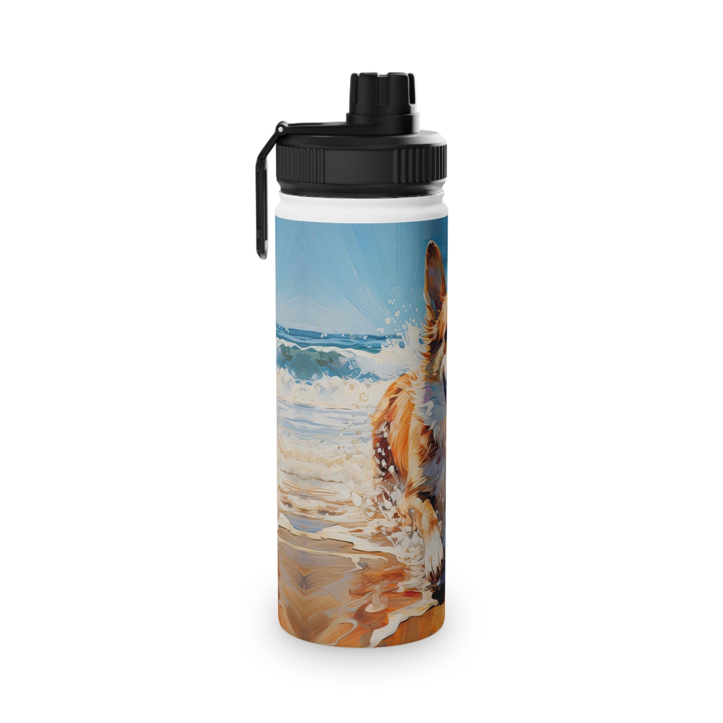 Coastal Corgi - Water Bottle with Sport Lid