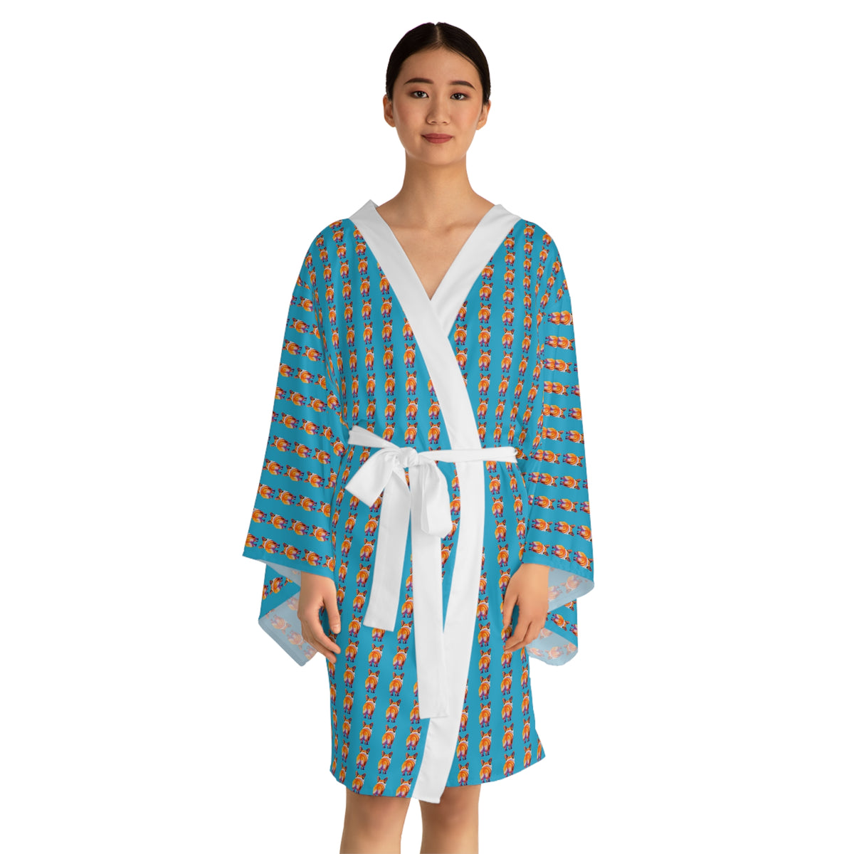 Corgi Butt Artistic Stripes Portrait - Corgi Kimono Robe