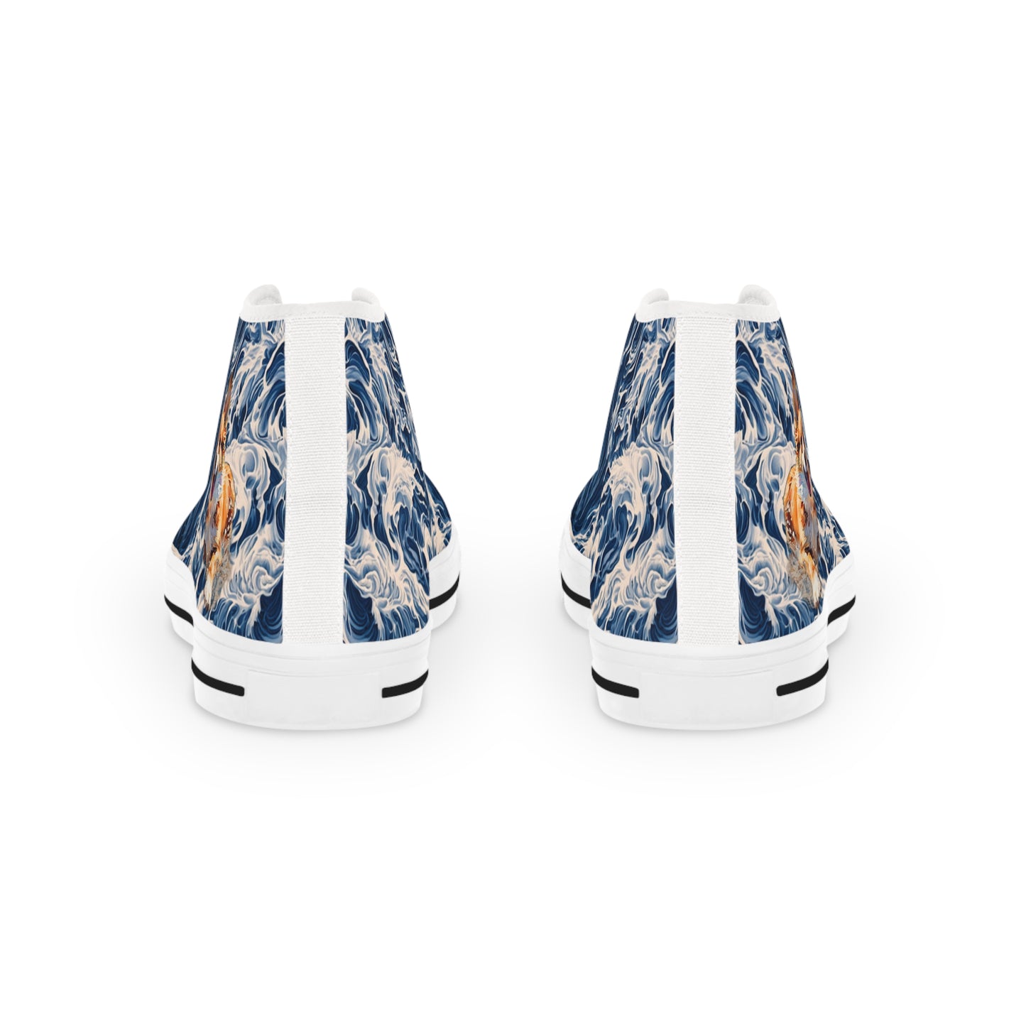Coastal Corgi Big Blue Ocean Wave Men's High Top Casual Canvas Sneakers