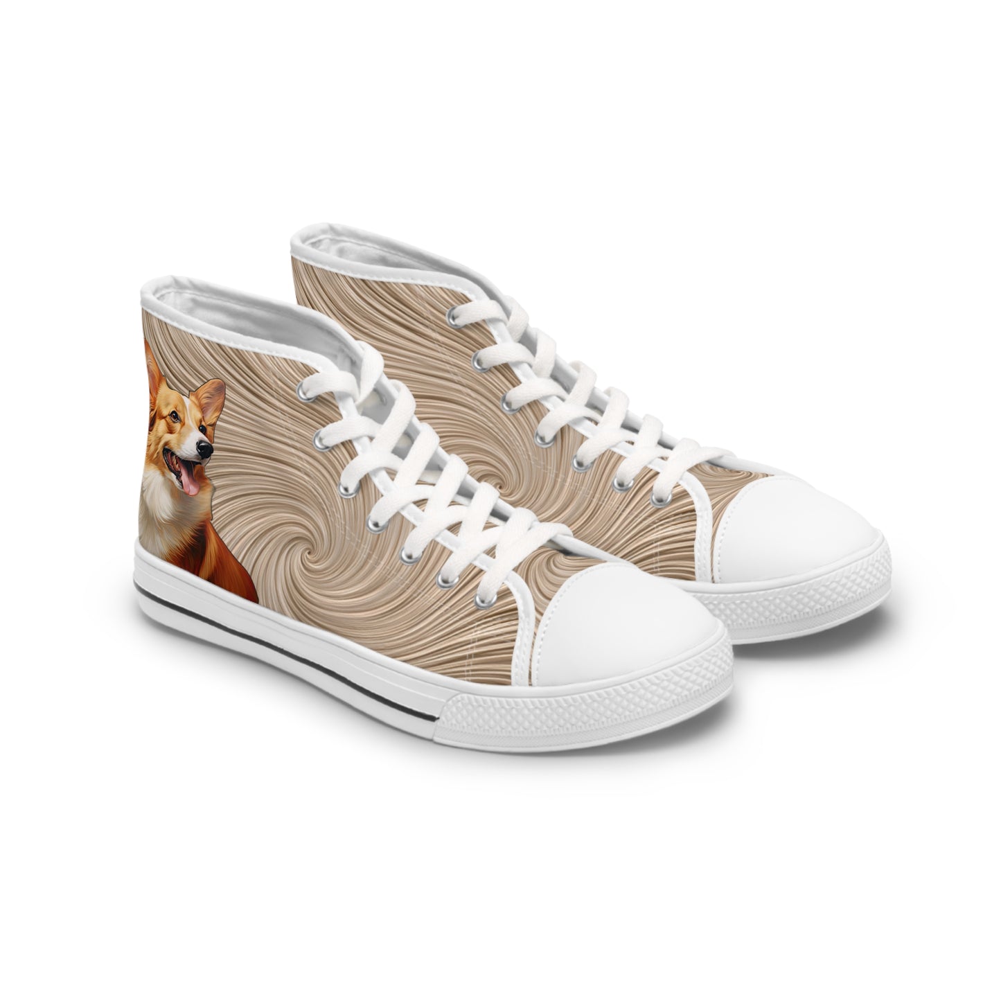 Pembroke Portrait Women's High Top Casual Swirling Tan Sneakers