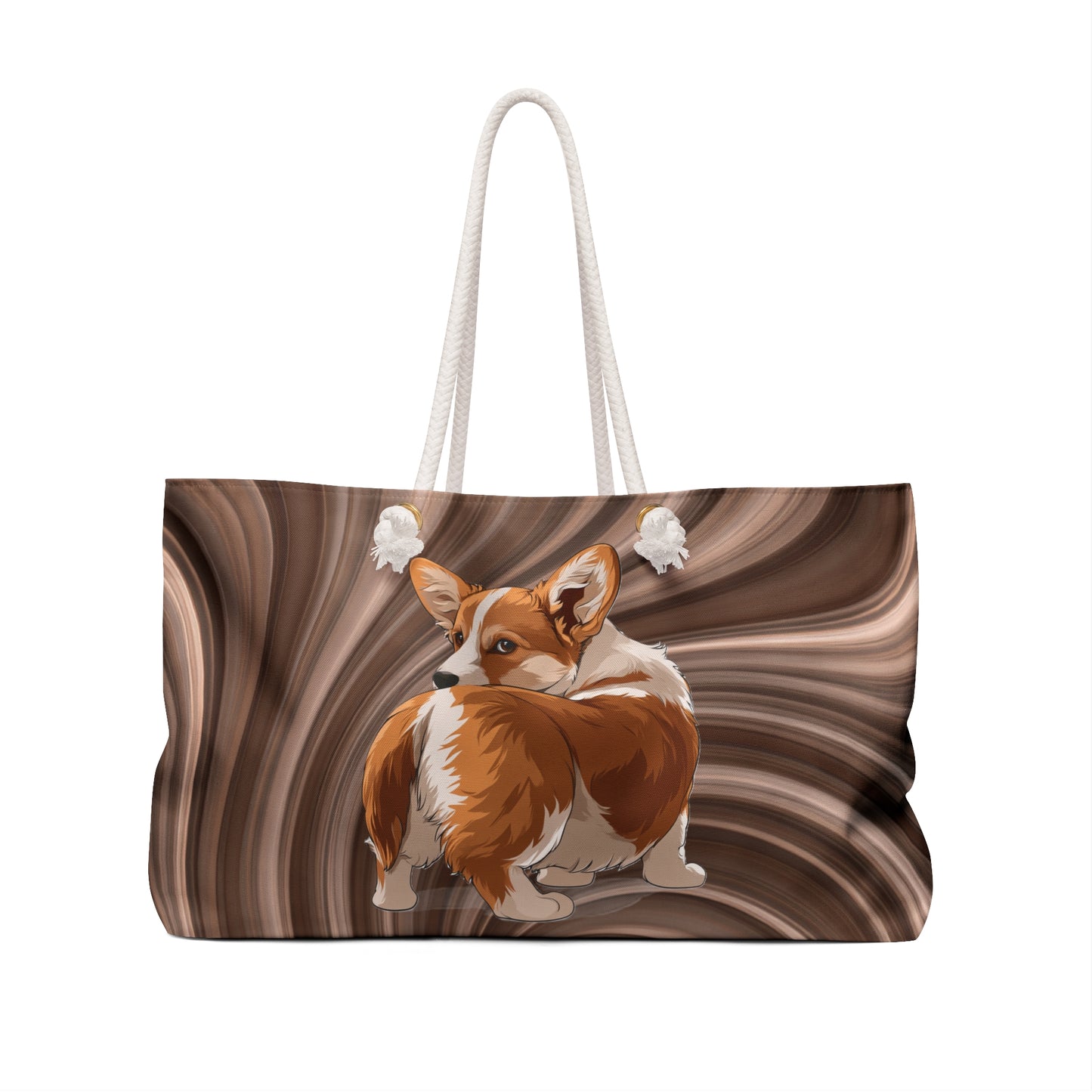 Butt What? Talk To The Butt Contemptuous Corgi Weekender Beach Bag – Cute Corgi Brown & Beige Travel Tote