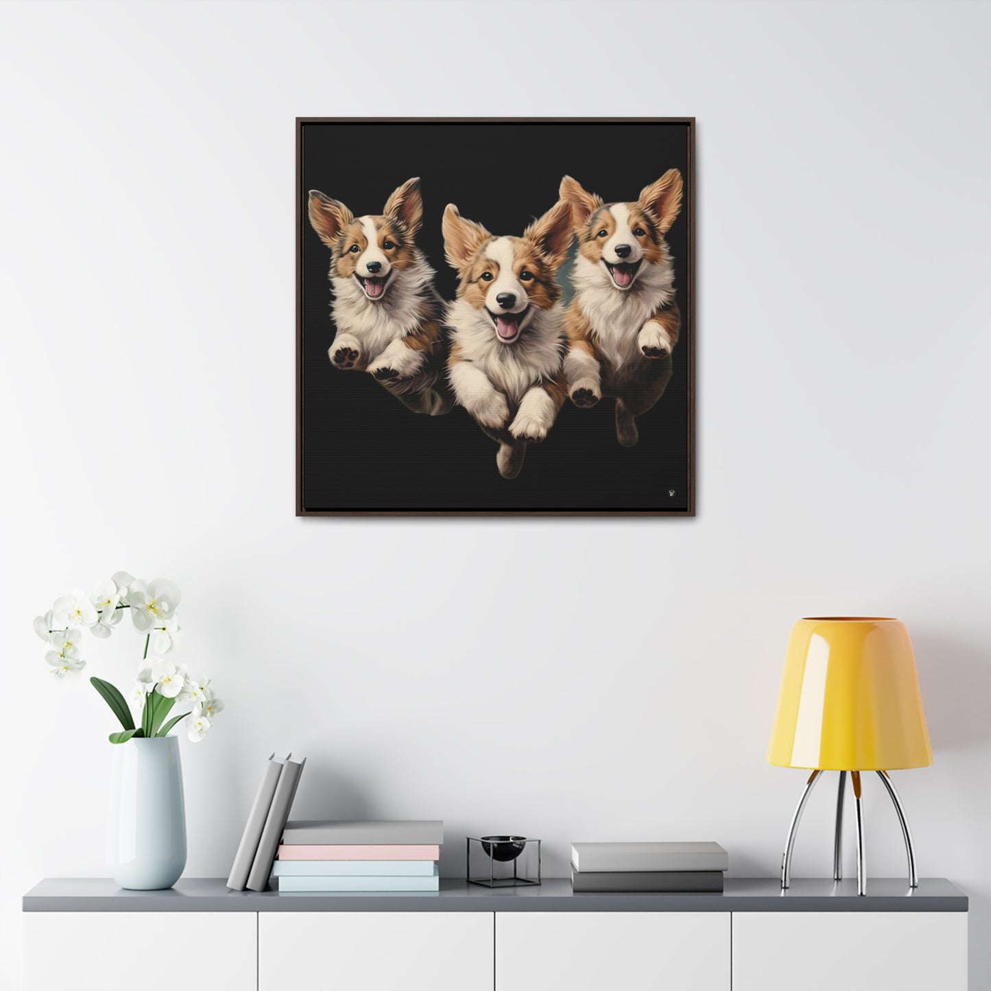Corgi Enthusiasm - Framed on Canvas