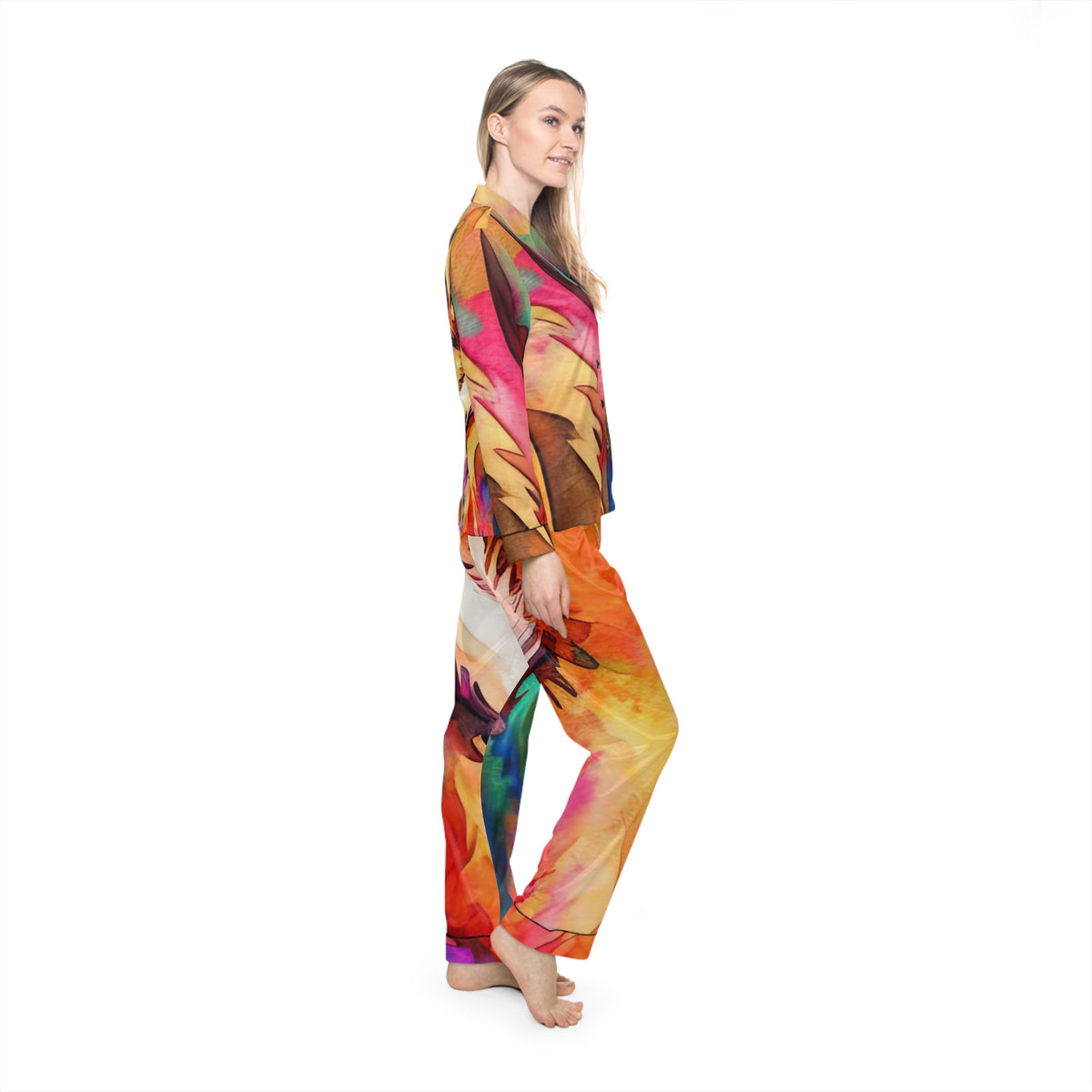 Motley Corgi Silky Pajamas - Watercolor Loungewear