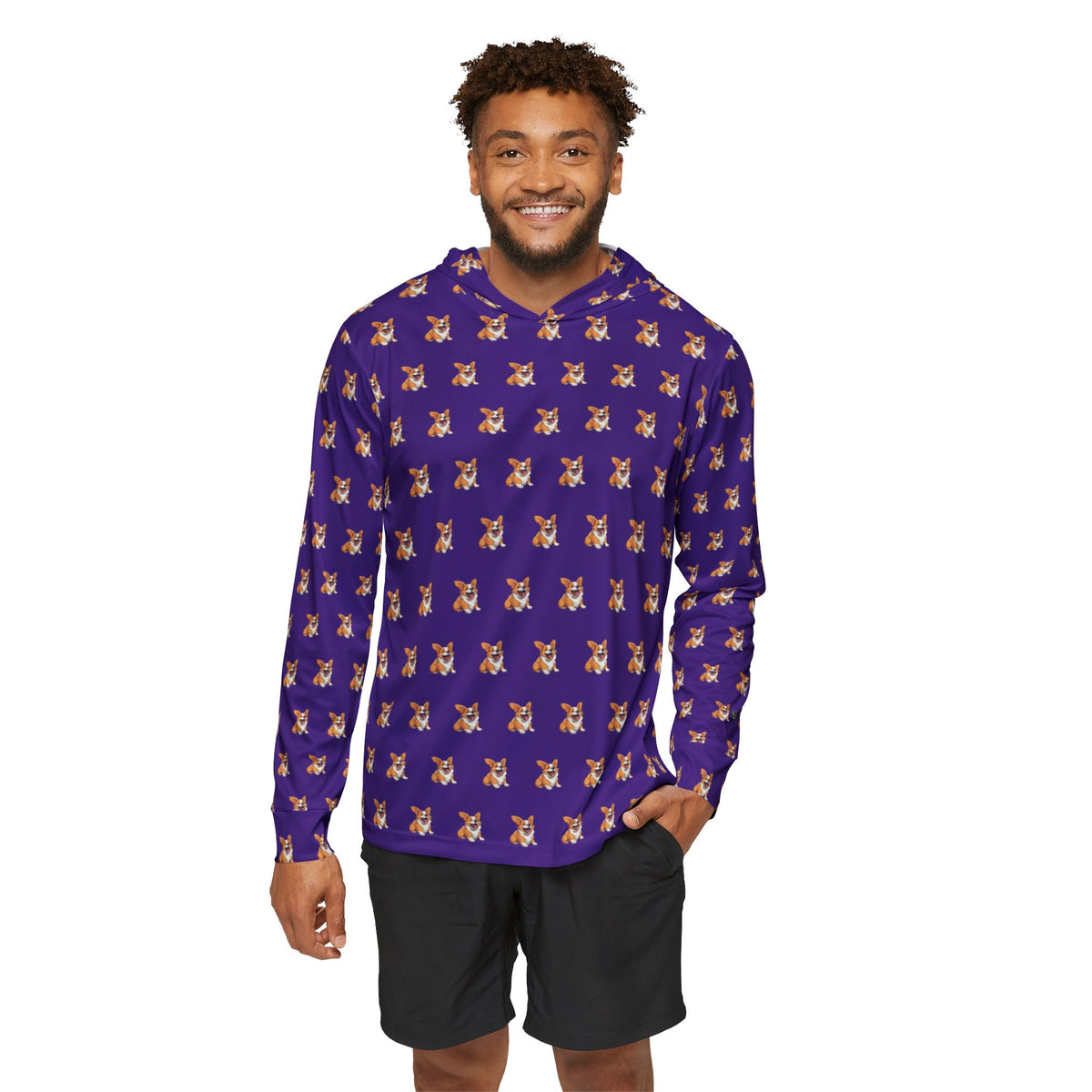 Jolly Jiggling Animated Corgi - Purple Light Hoodie