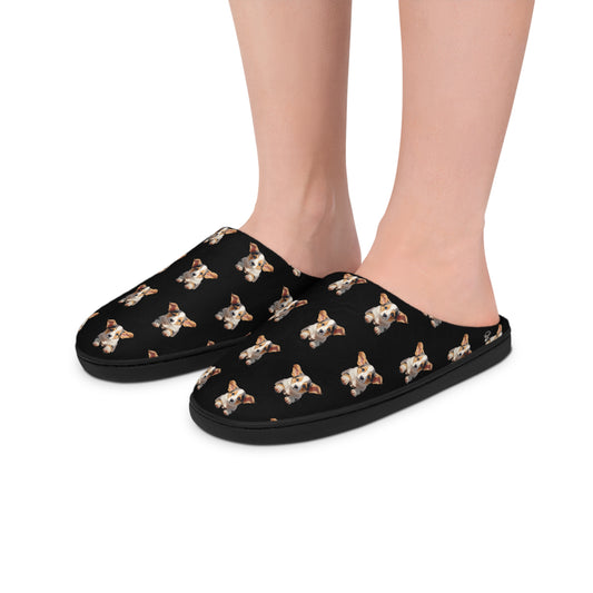 Puppy Portrait Men's Slippers - Corgi Painting on Black Background