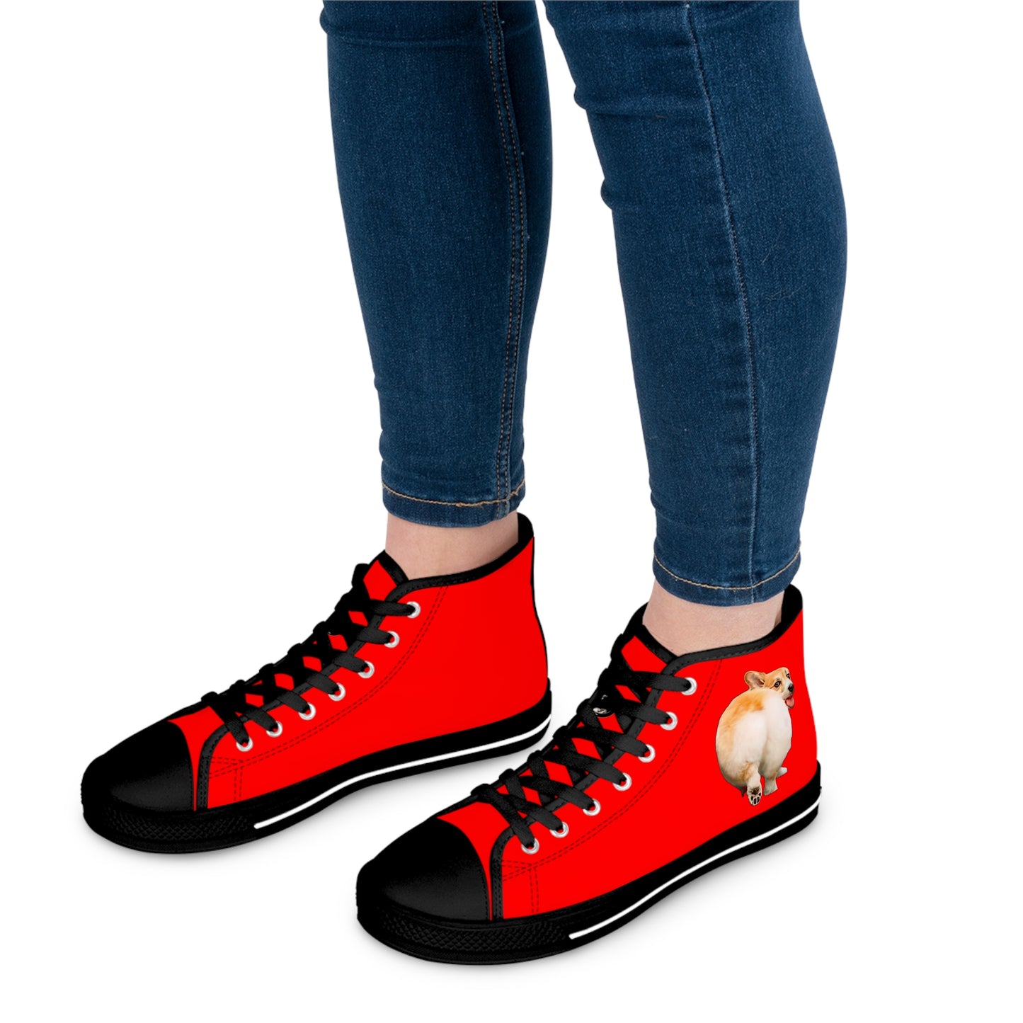 Baby Got Back Mid-Wiggle Women's High Top Casual Red Canvas Sneakers