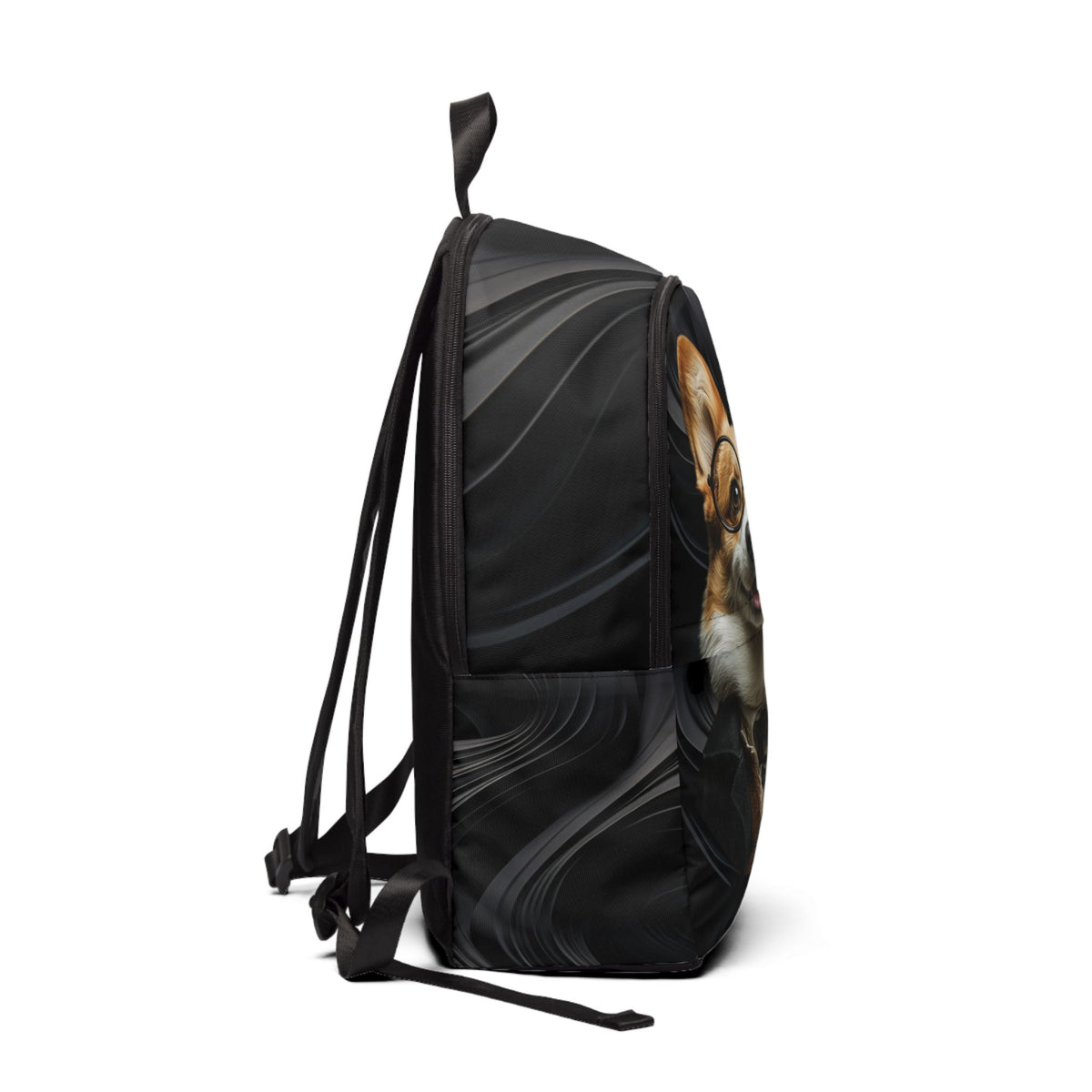 Corgi Potter Magic Wand Backpack — Black Swirl Corgi Rucksack