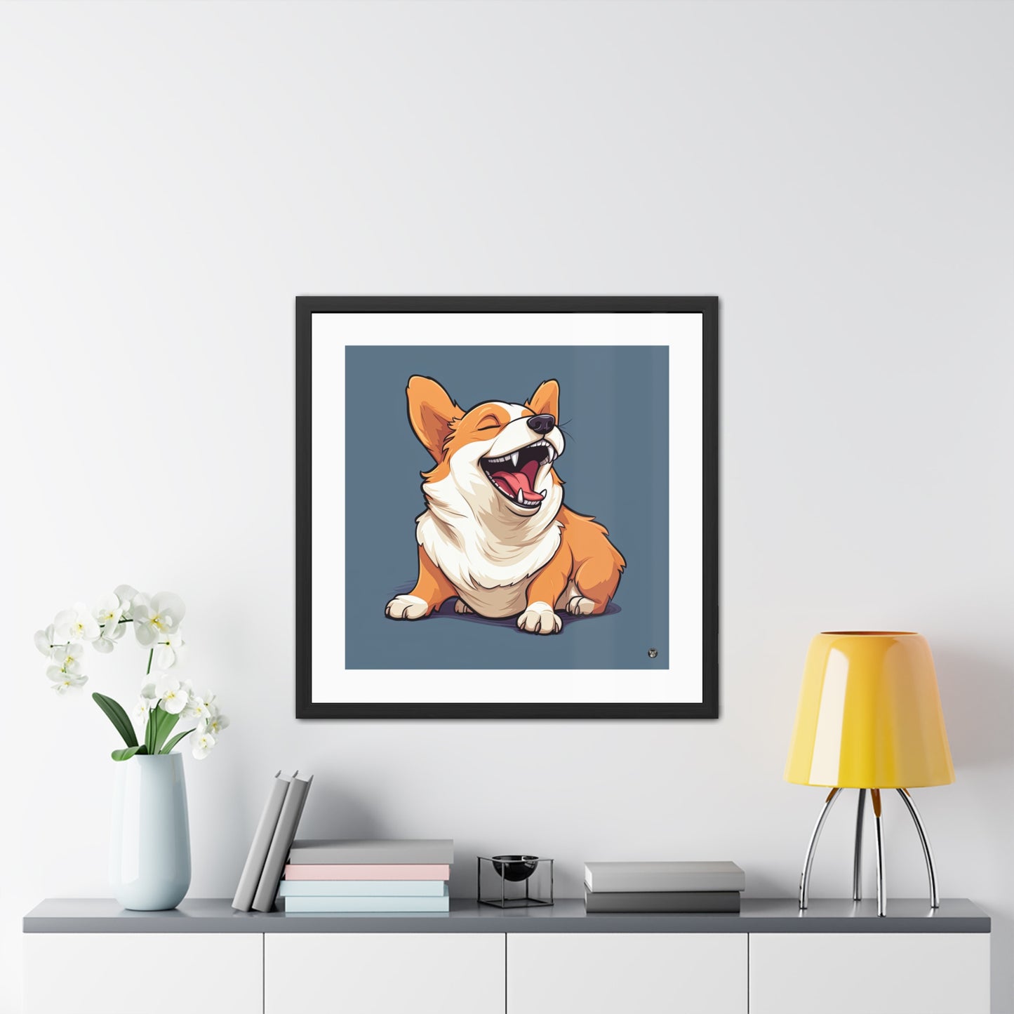 Impression encadrée : Corgi comique
