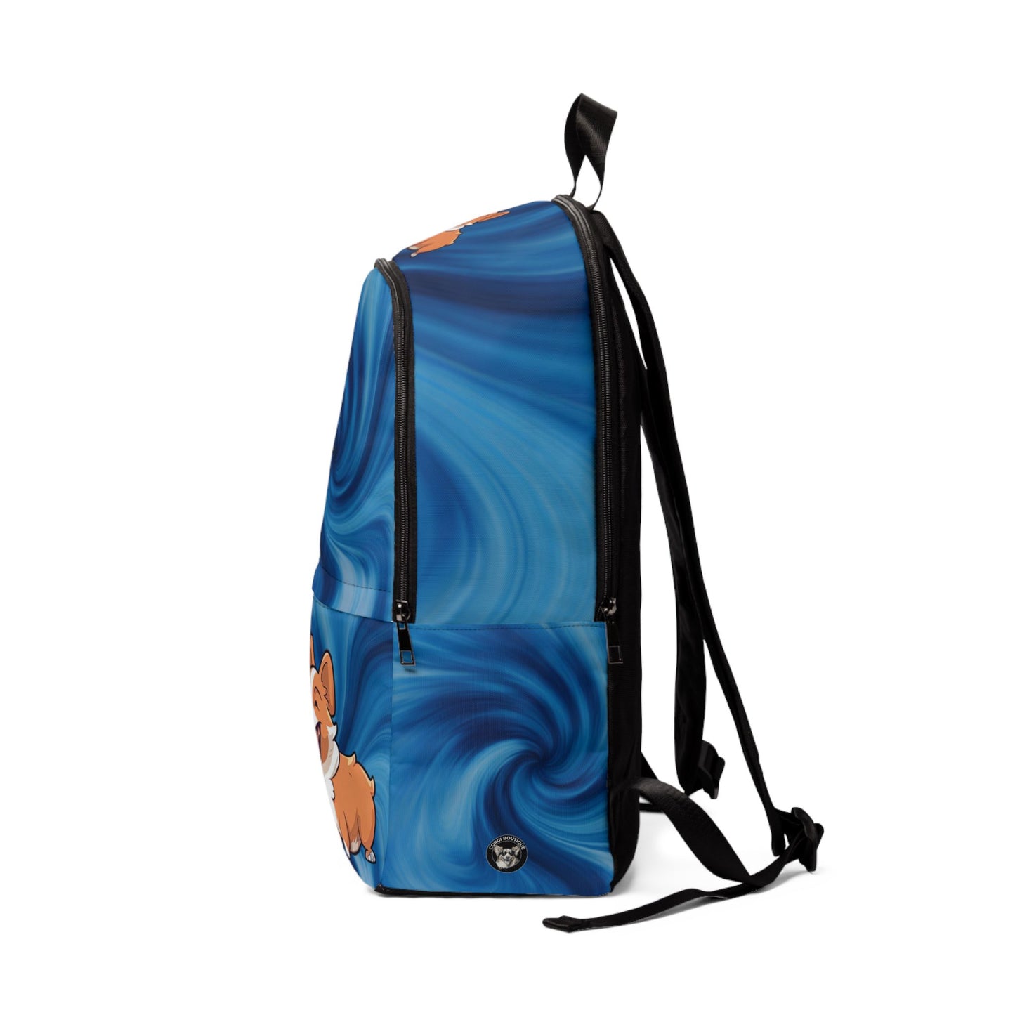 Best Mates Corgi Couple Backpack — Cute Corgi Swirling Blue Rucksack