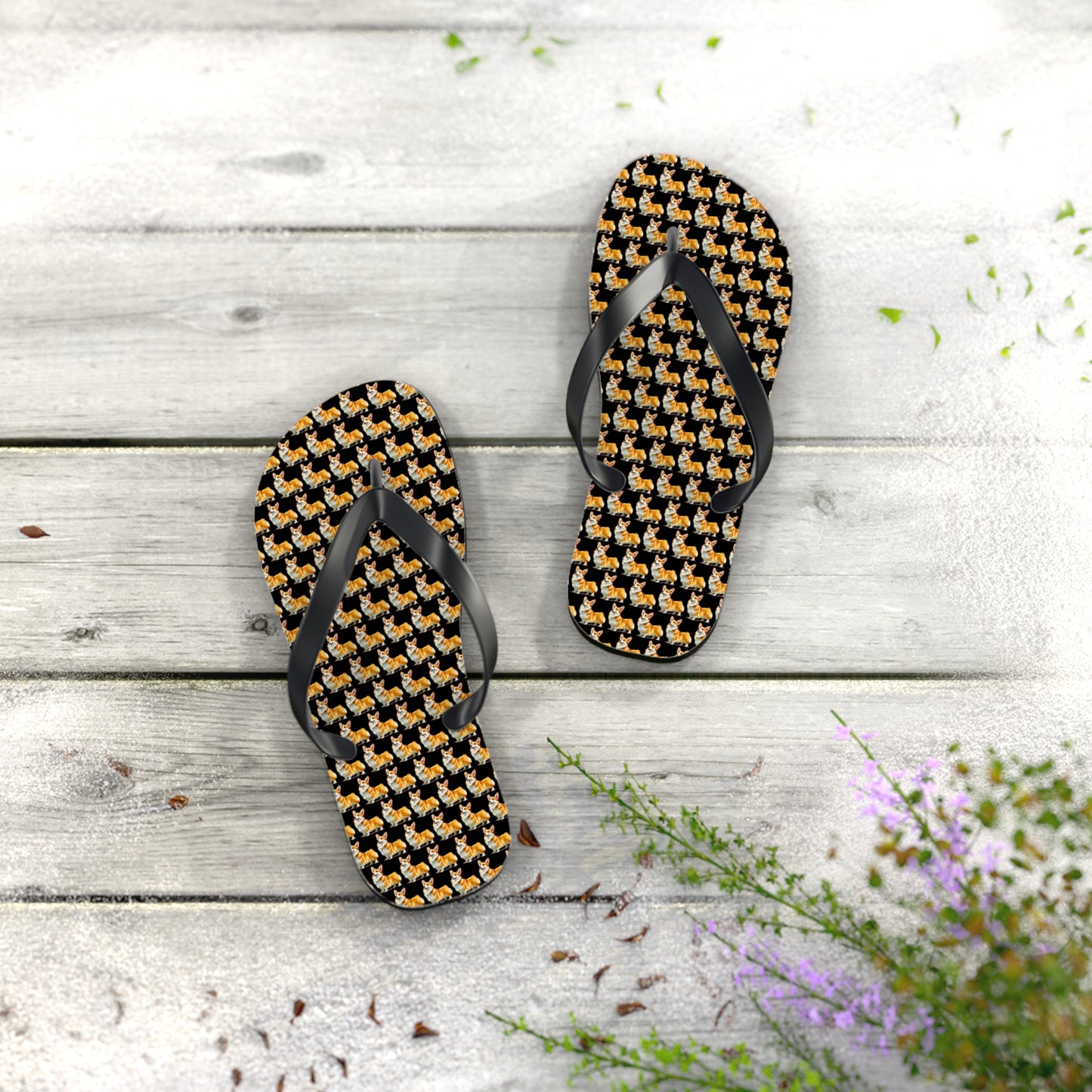 Corgi Mosaic Flip-Flops