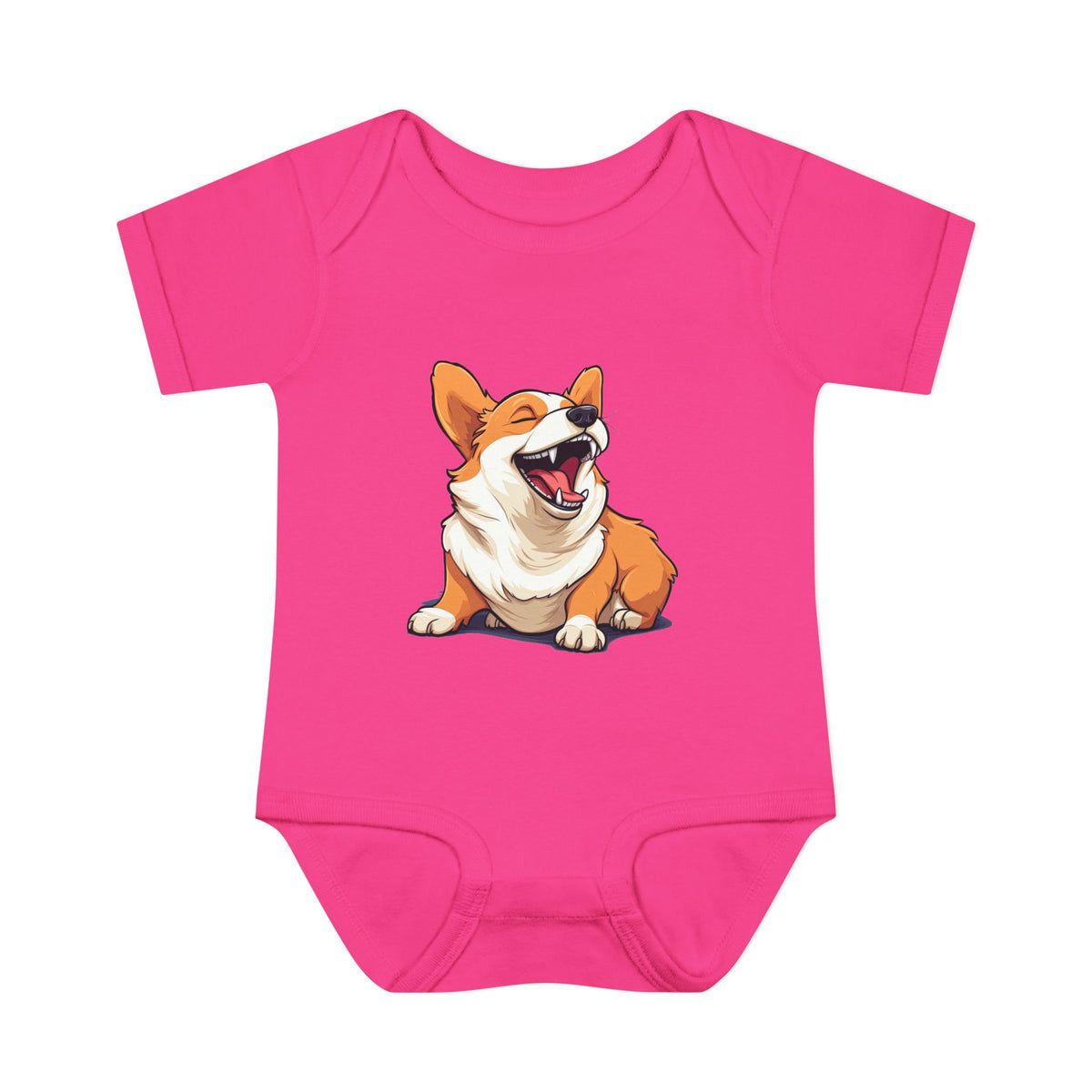 Comical Corgi All Smiles Infant Bodysuit in Blue or Pink