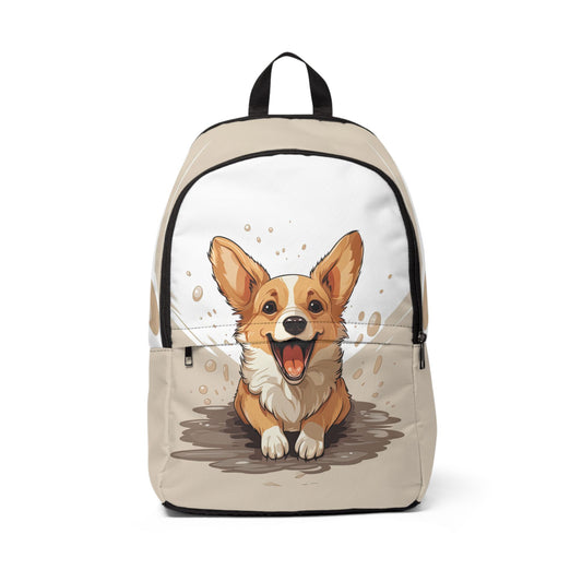 Corgi Cuteness Anime Print Backpack — Adorable Beige & White Corgi Rucksack