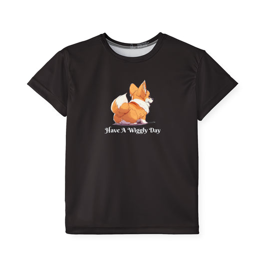 T-shirt de sport pour enfants « Have a Wiggly Day » noir