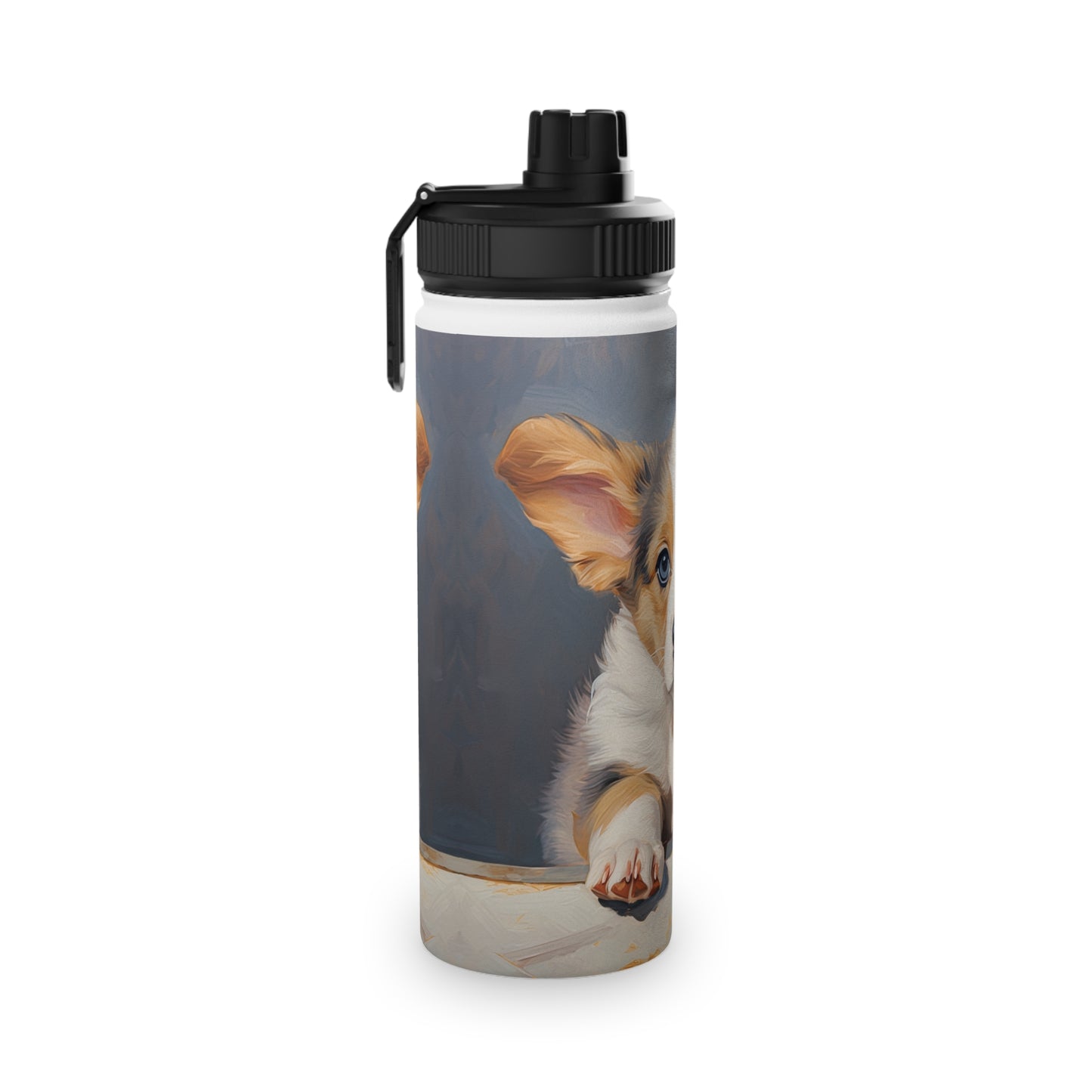 Puppy Portrait - Water Bottle with Sport Lid
