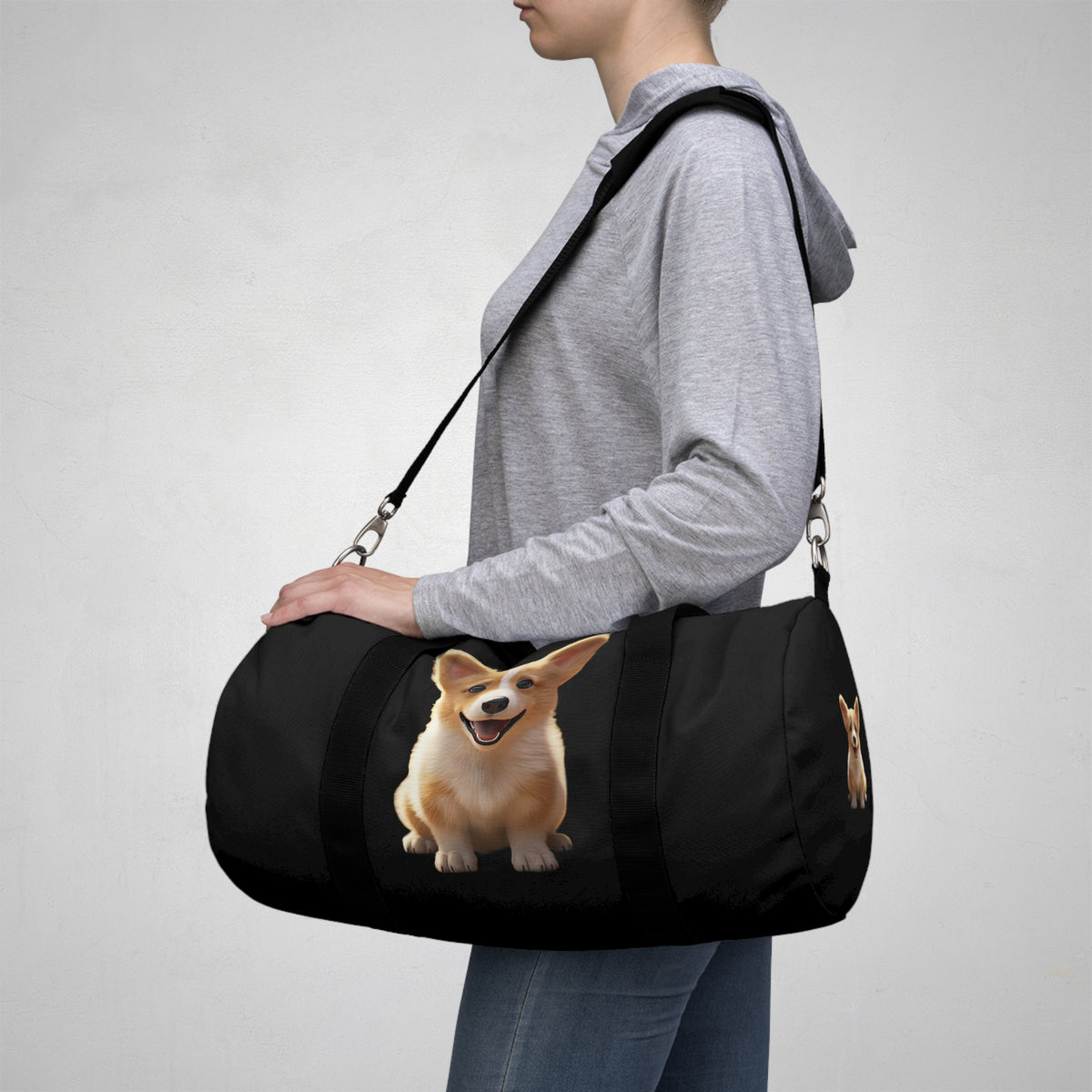 Corgi Sweetness Duffel Bag - Cute Black Corgi Travel Gym Bag