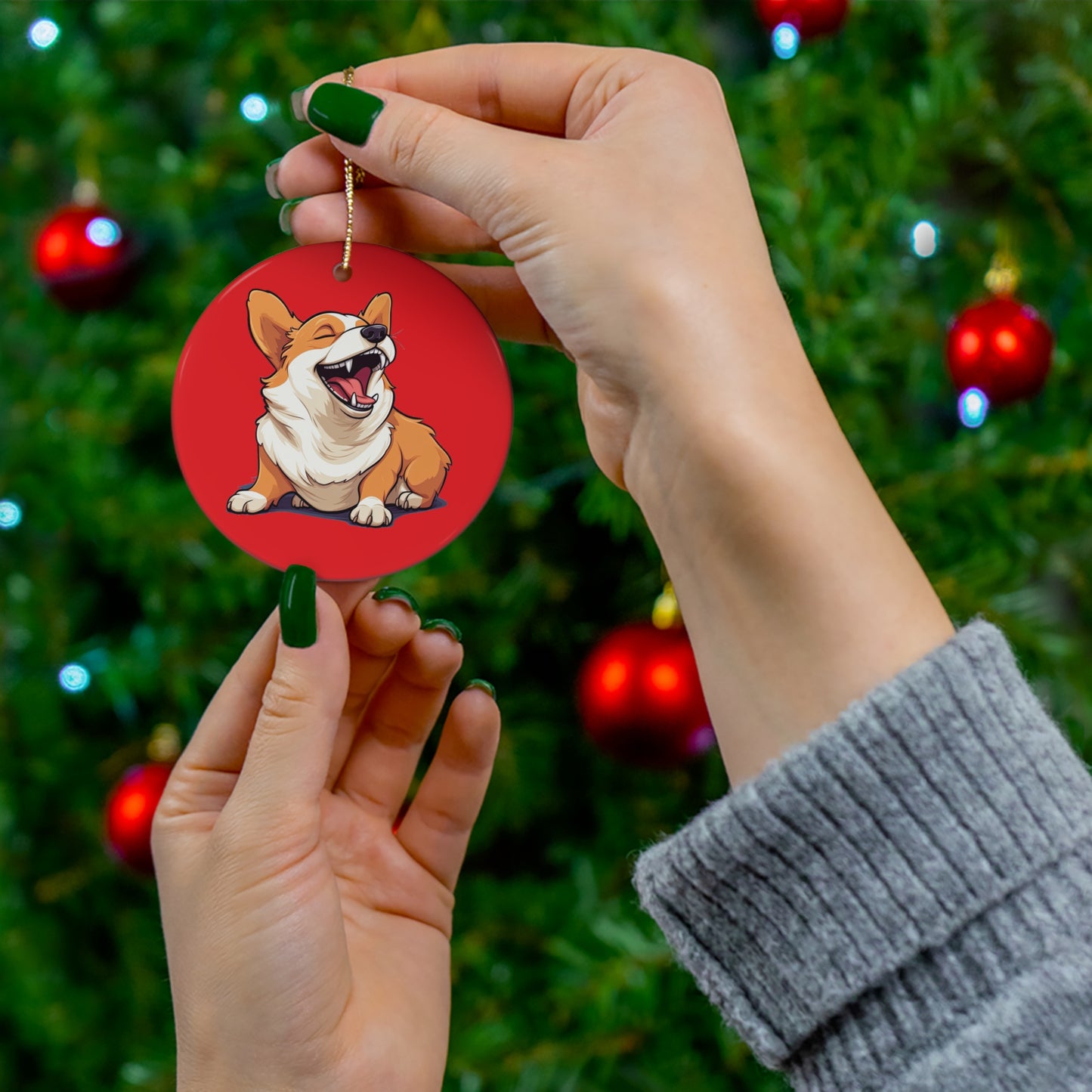 Comical Corgi - Ceramic Ornament