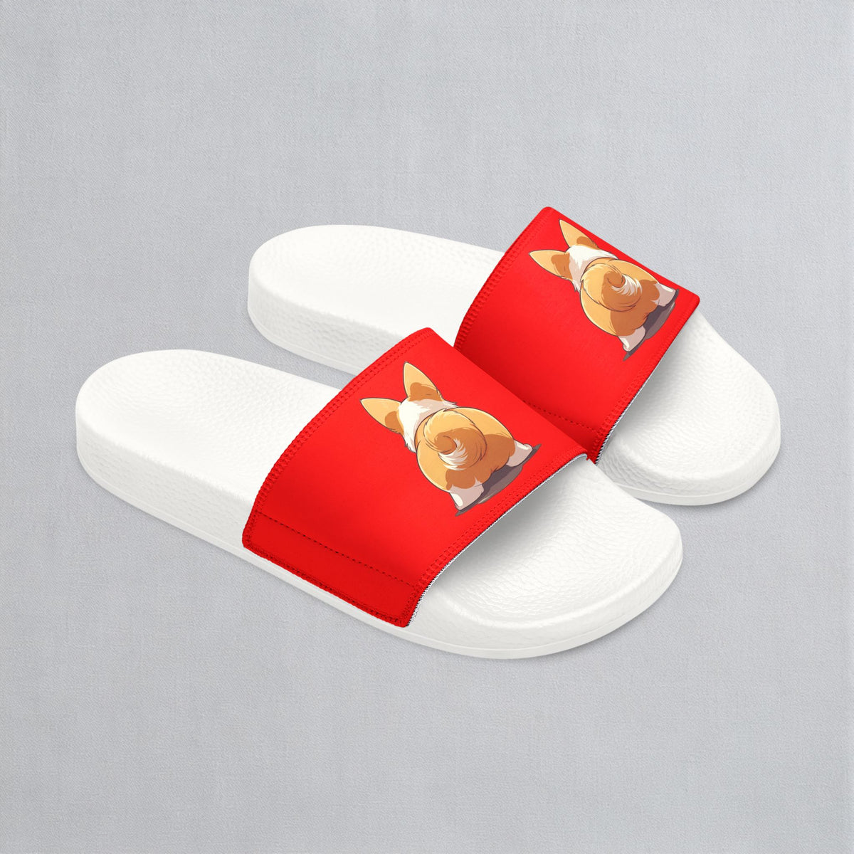 Booty Call Corgi Pop Art Women's Slide Sandals - Casual Pool & Beach Slides