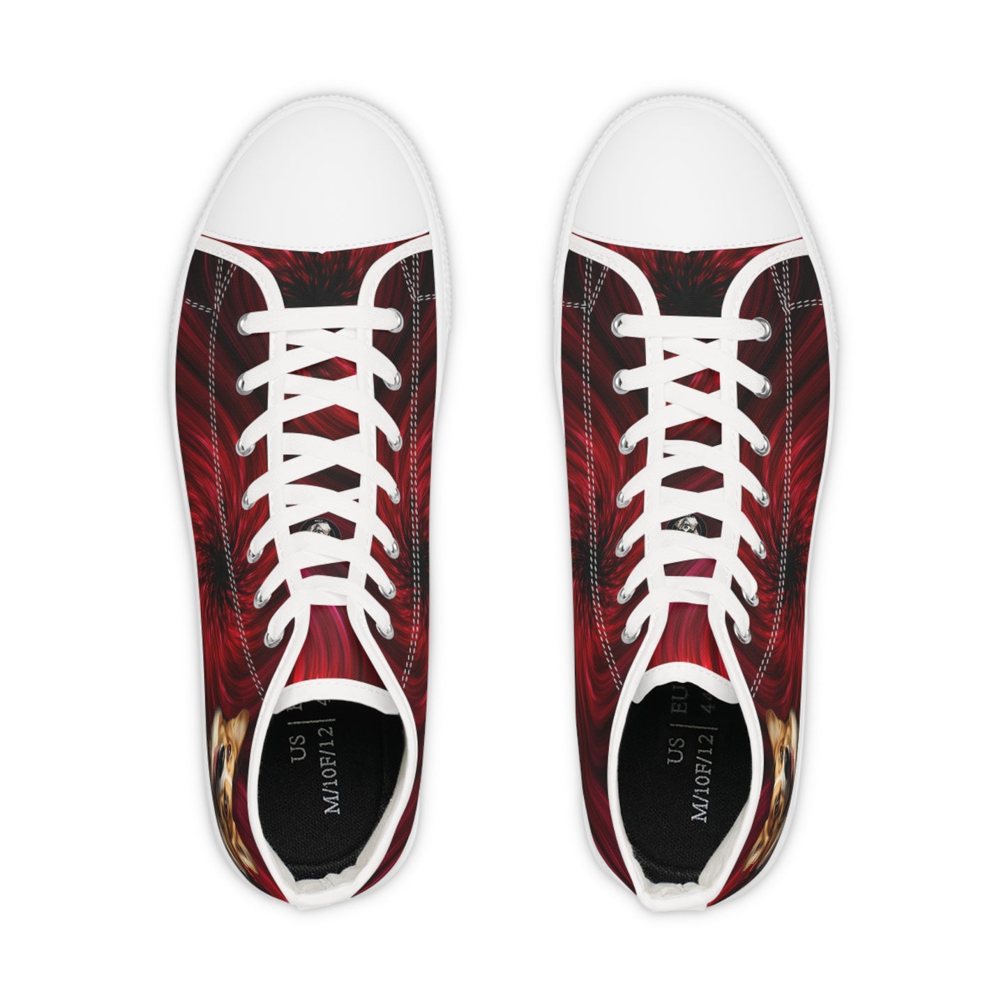 Renaissance Corgi in a Ruff - Artistic Gothic Men's High Top Casual Canvas Sneakers with a Red Swirl
