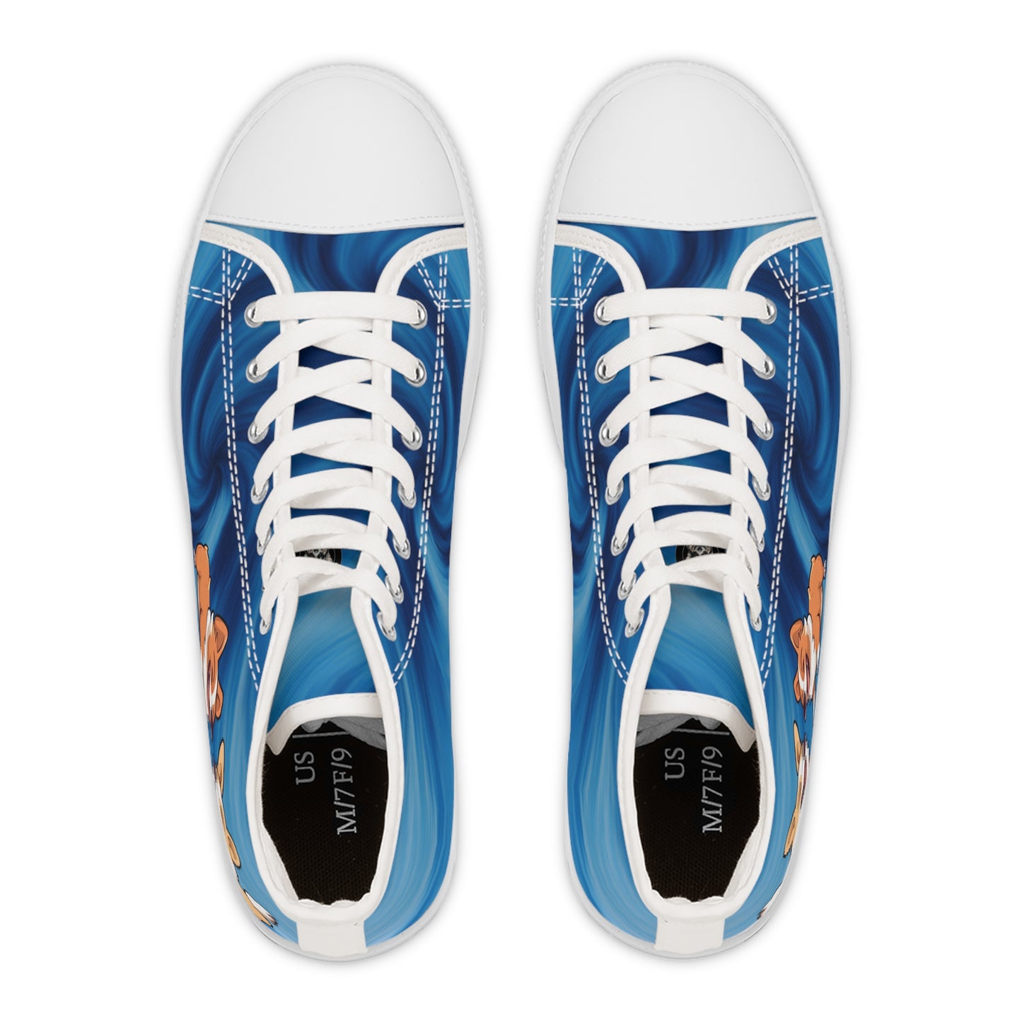 Best Mates Women's Cute Animated Corgis Casual Canvas Carolina Blue Low Top Sneakers