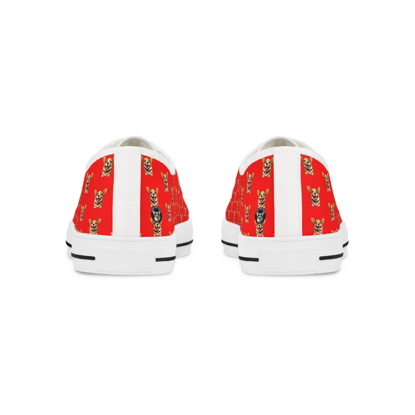 Puppy Love Red Smiling Corgi Pattern Men's Low Top Casual Canvas Sneakers