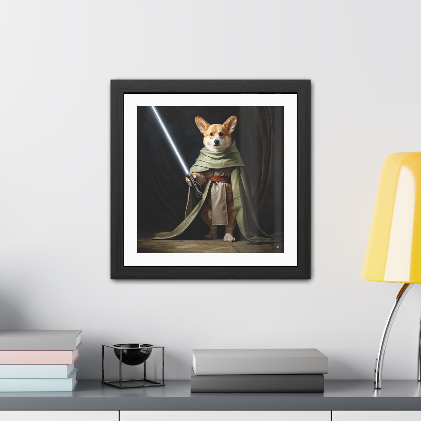 Impression Encadrée Corgi Jedi
