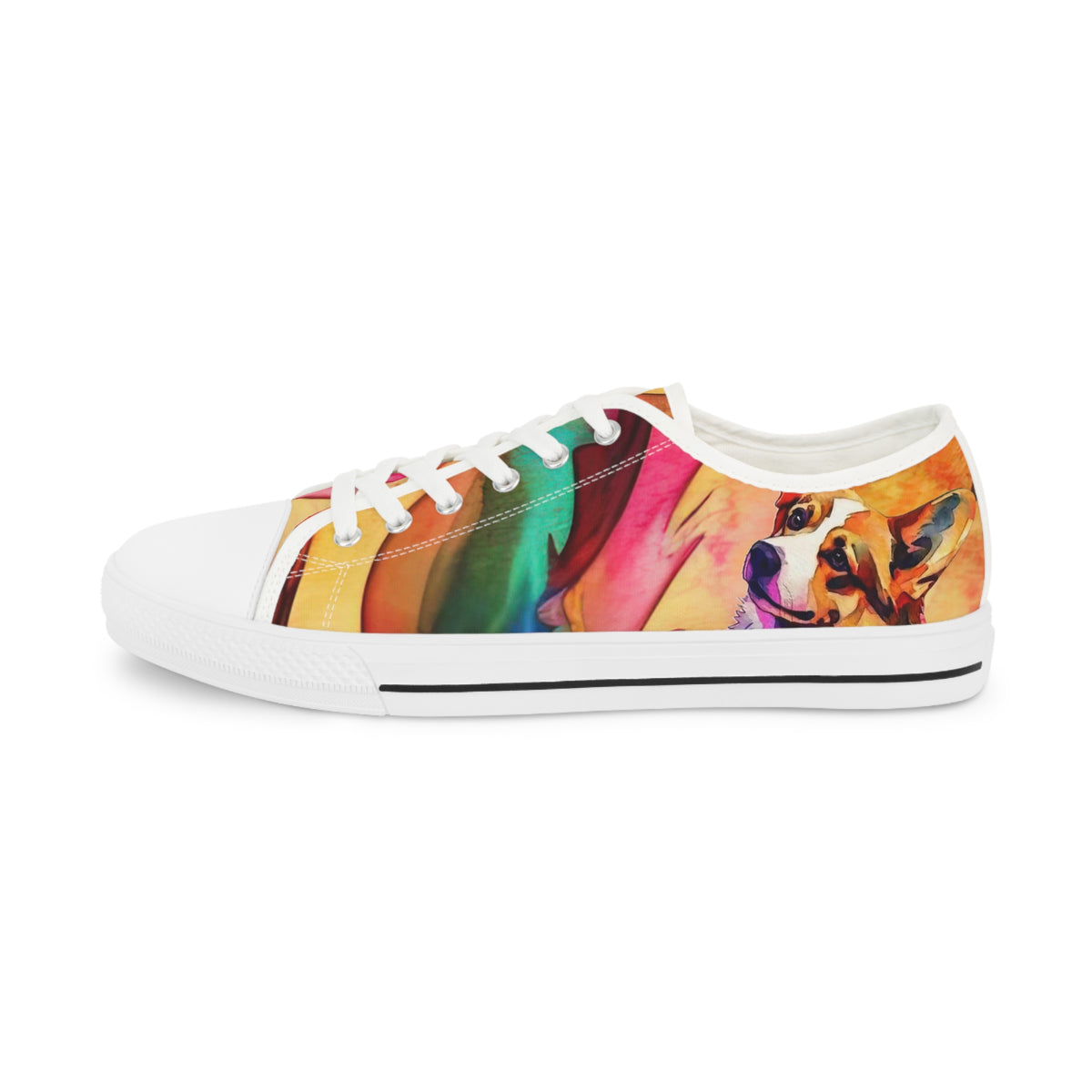 Motley Corgi Men's Low Top Casual Watercolor Canvas Sneakers