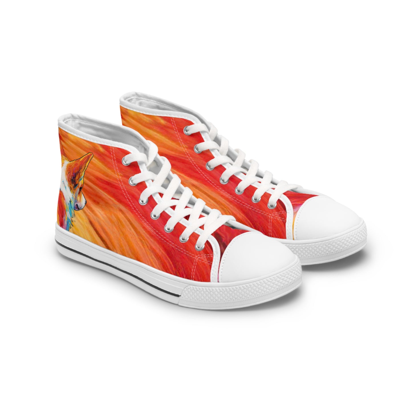 Peekaboo Corgi Vibrant Artistic Women's High Top Casual Canvas Sneakers