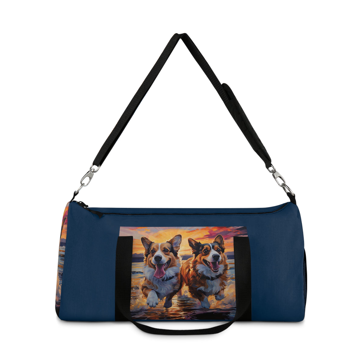 Beach Buds Corgi Duffel Bag - Fun Blue Corgi Travel Gym Bag