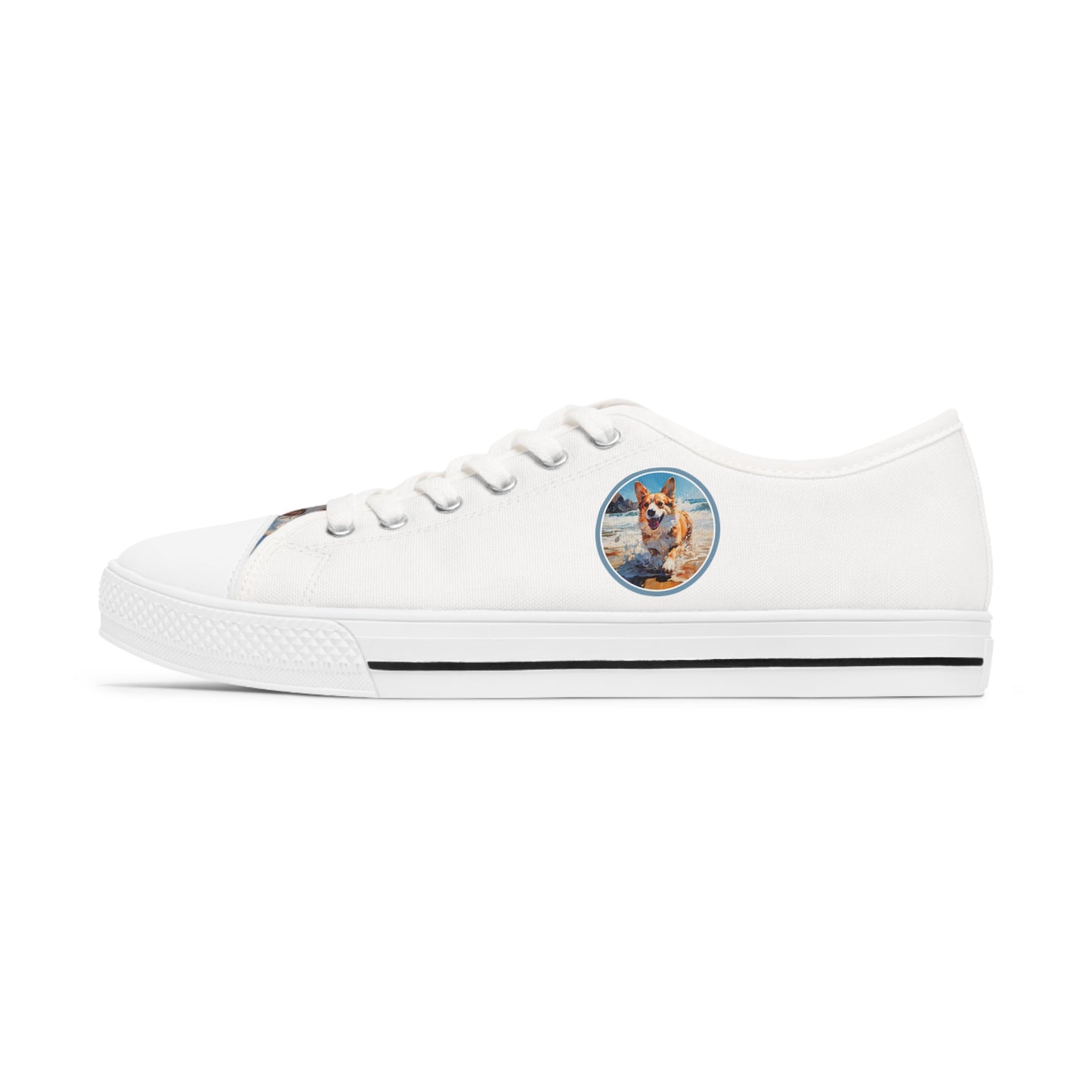 Coastal Corgi - Women's Low Top Sneakers