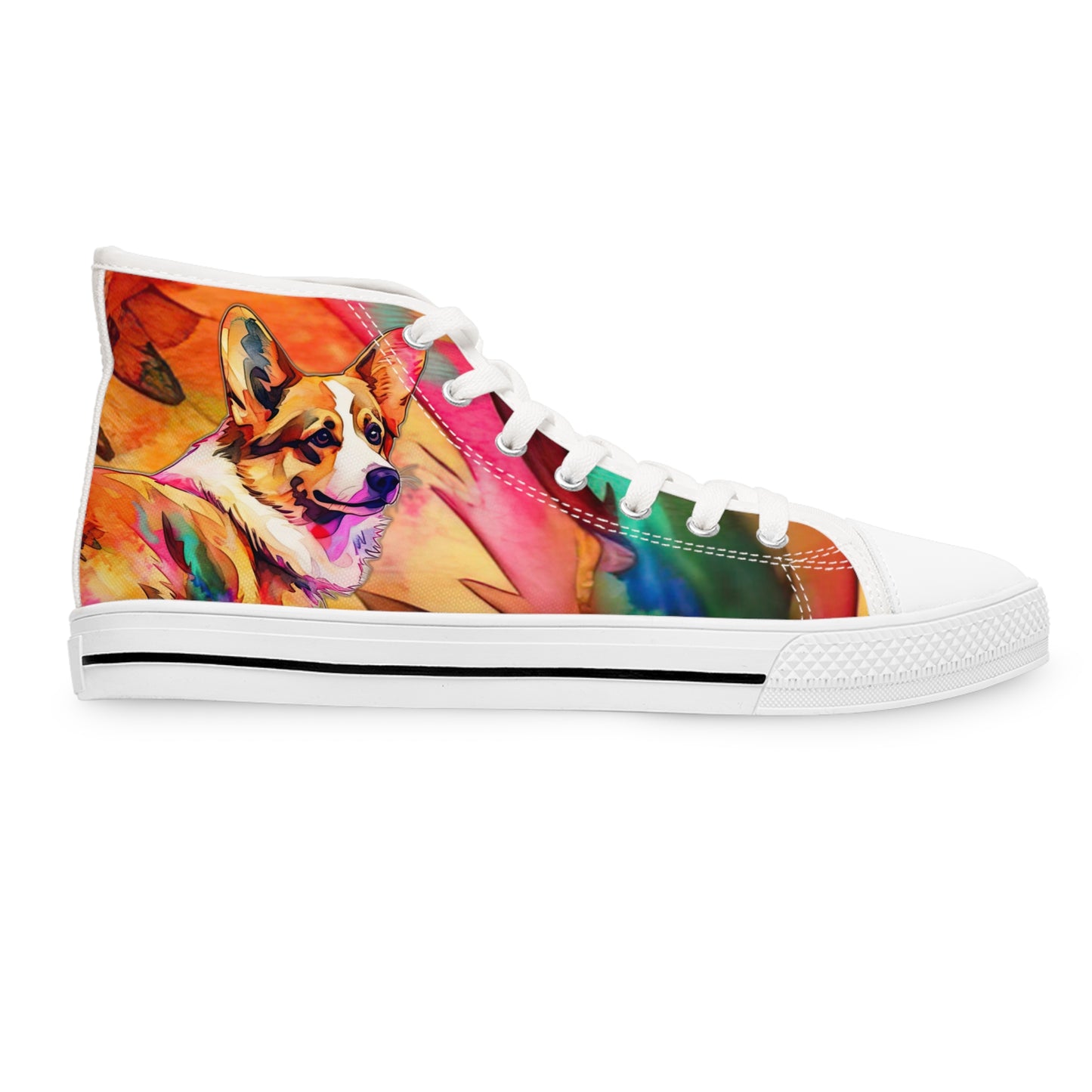 Corgi Pop Art Paint Splash High Top Casual Colorful Canvas Sneakers