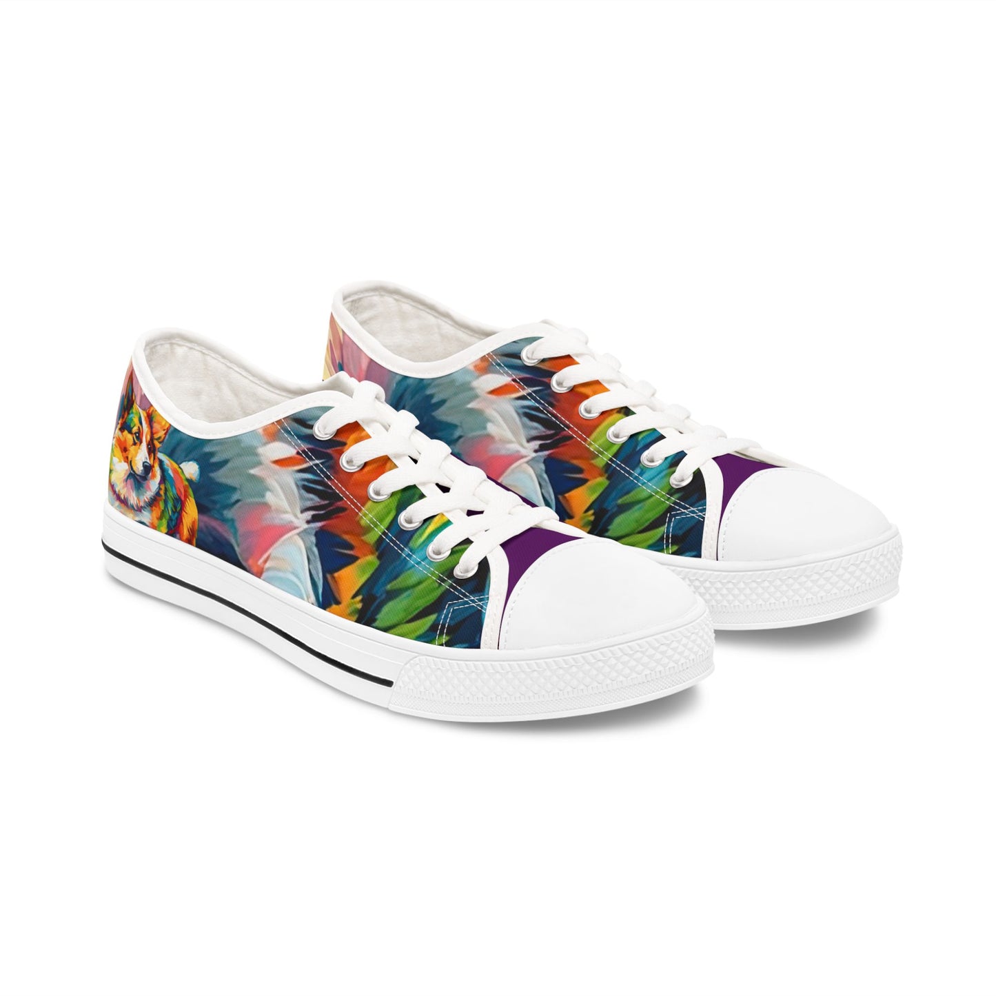 Scouter Corgi Artistic Abstract Colorful Women's Low Top Casual Canvas Sneakers