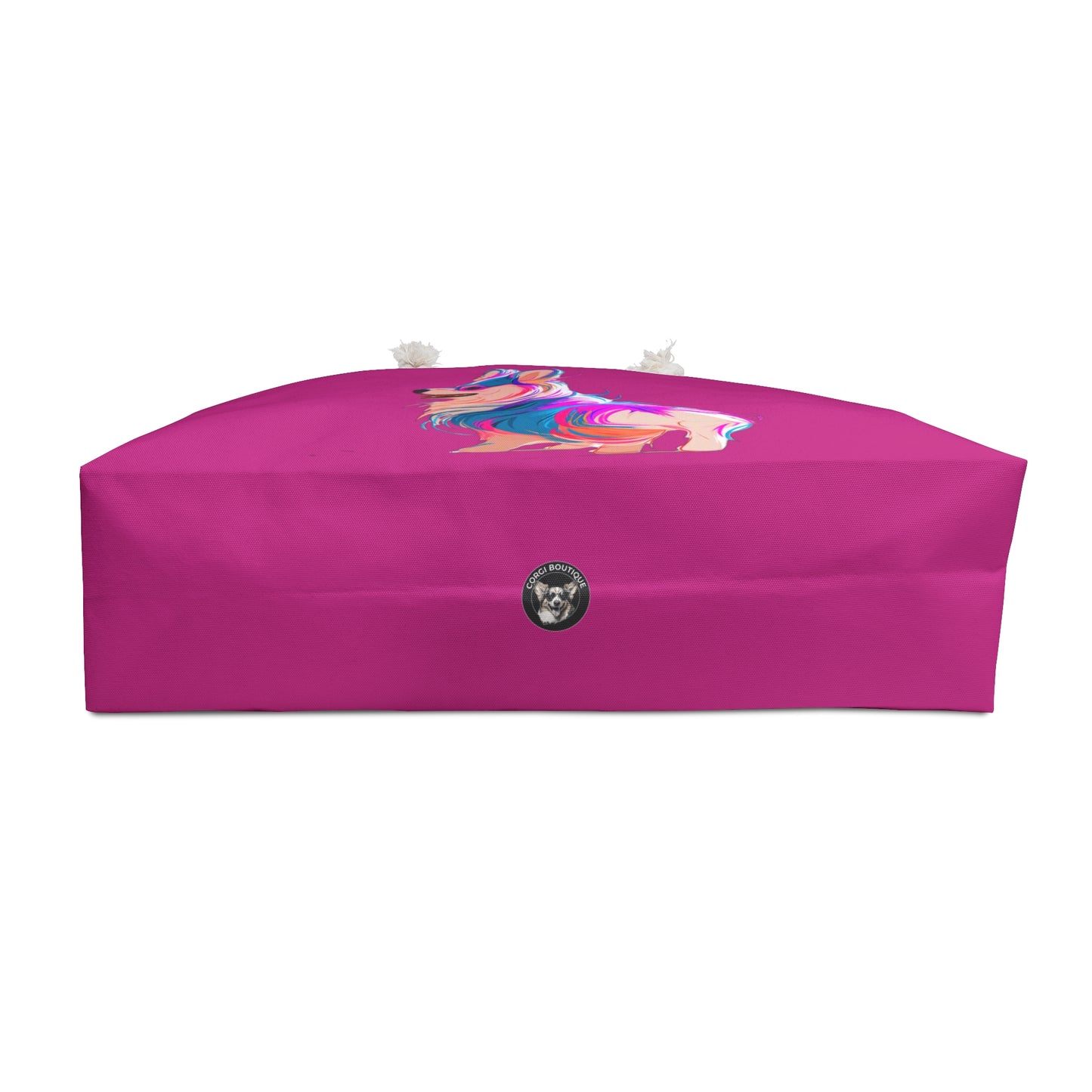 Party Pup Artistic Corgi Illustration Weekender Beach Bag – Fuchsia Corgi Travel Tote
