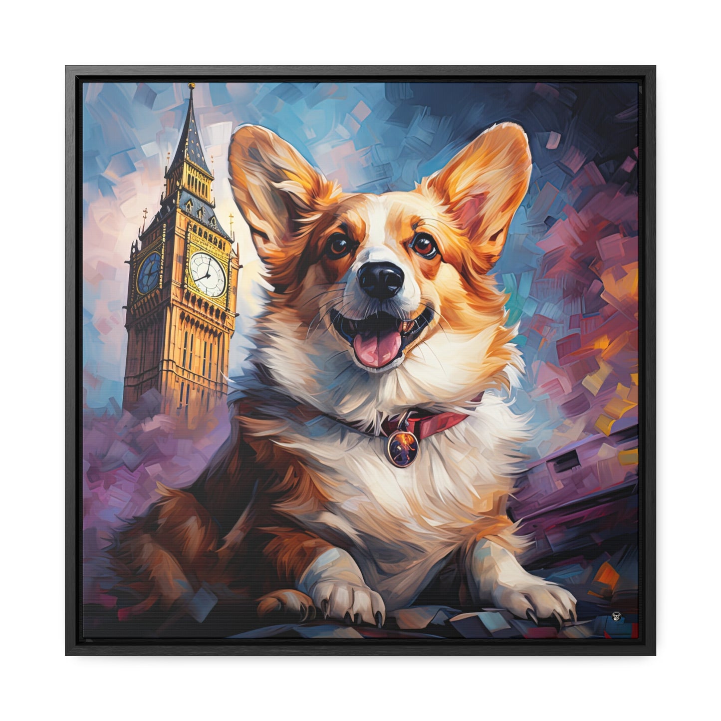 Corgi and Ben - Framed on Canvas