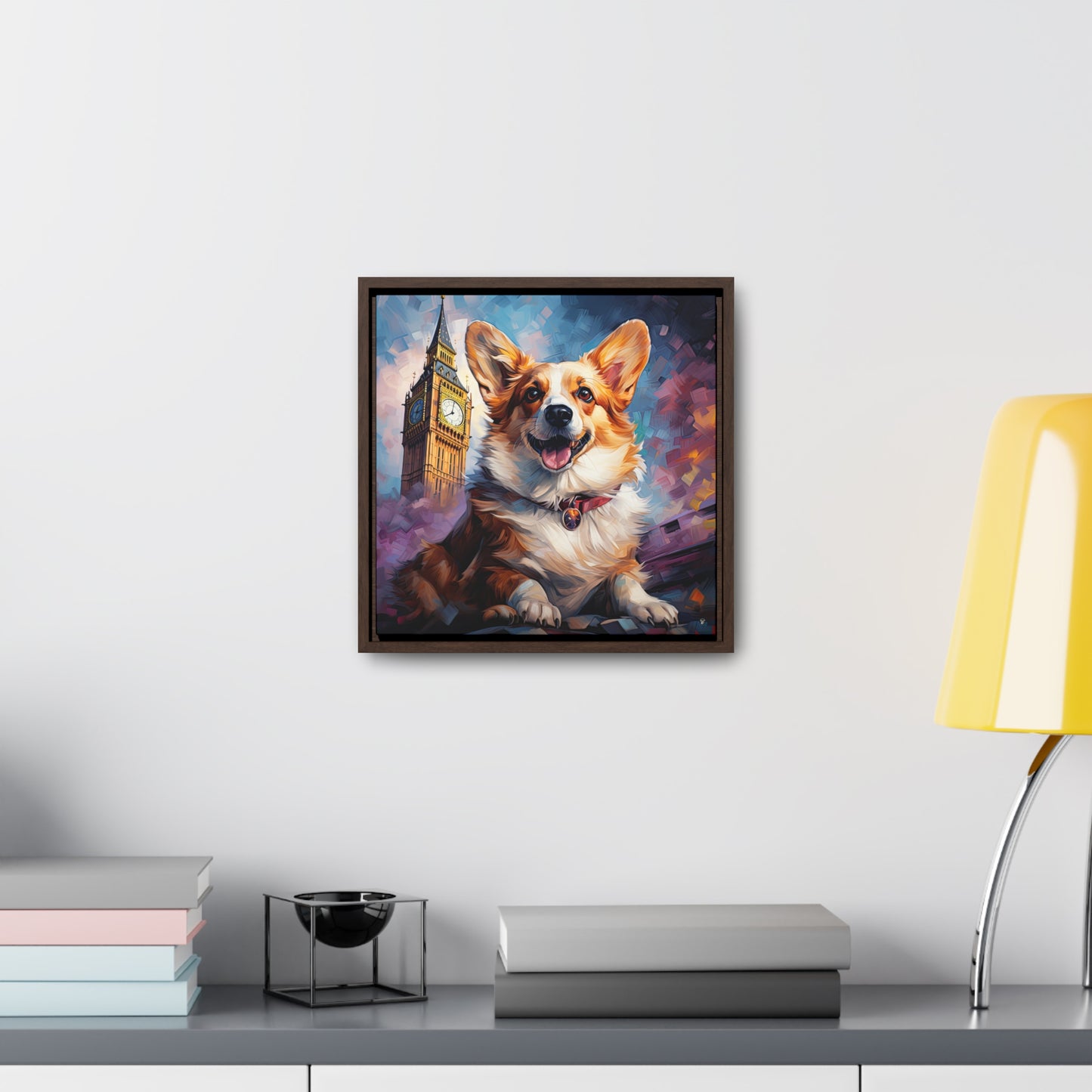 Corgi and Ben - Framed on Canvas