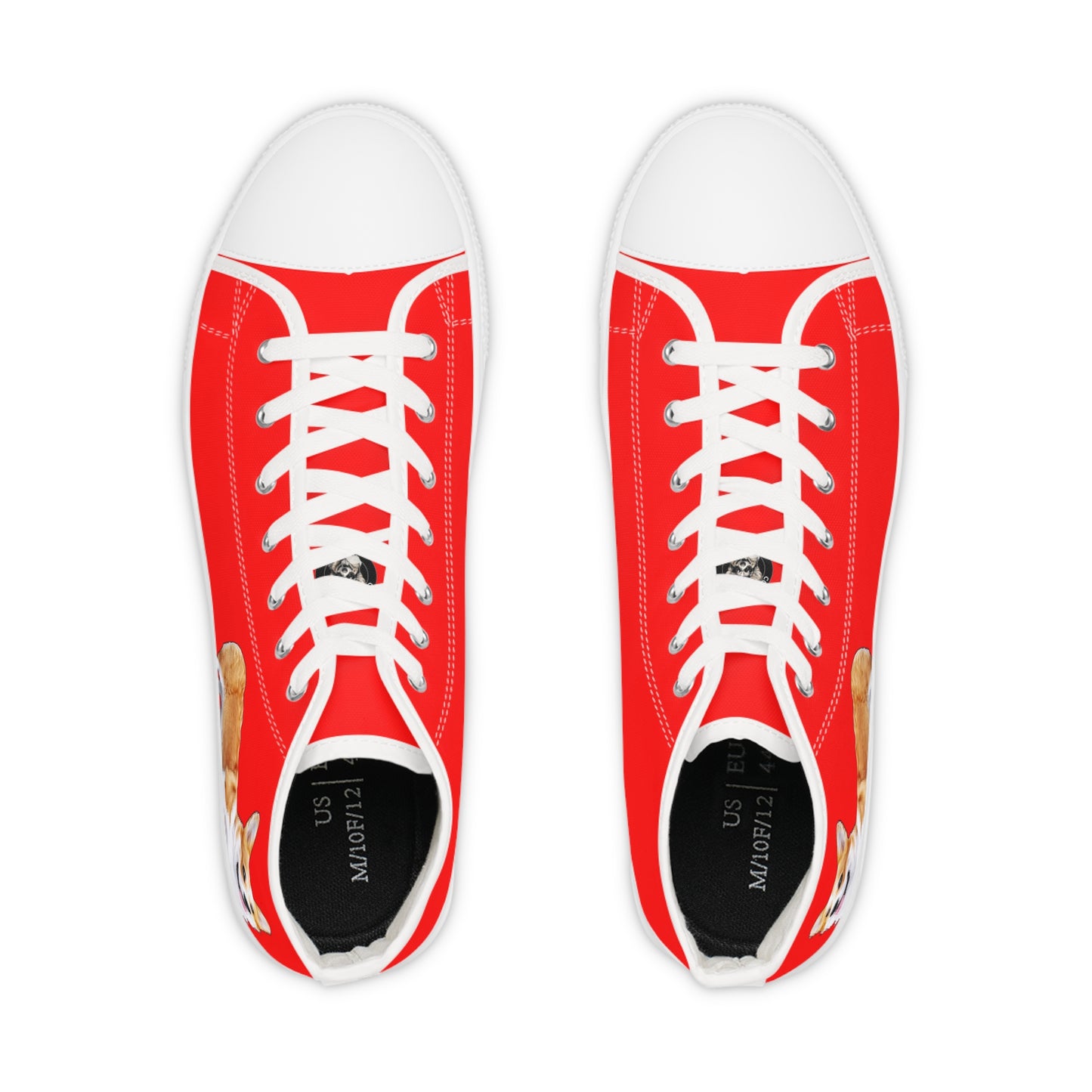 Best in Show Classic Corgi Portrait Men's High Top Sneakers on Red Canvas