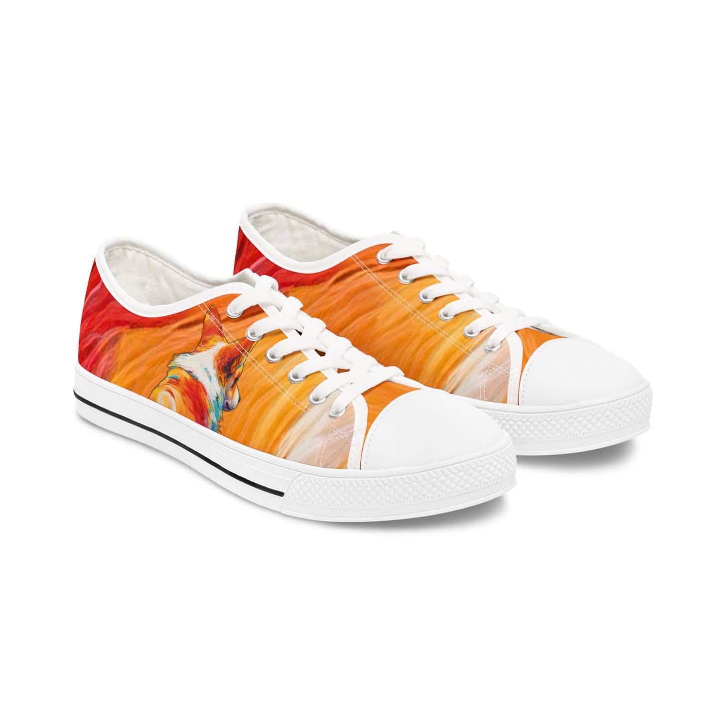 Peekaboo Corgi Vibrant Artistic Women's Low Top Casual Canvas Sneakers