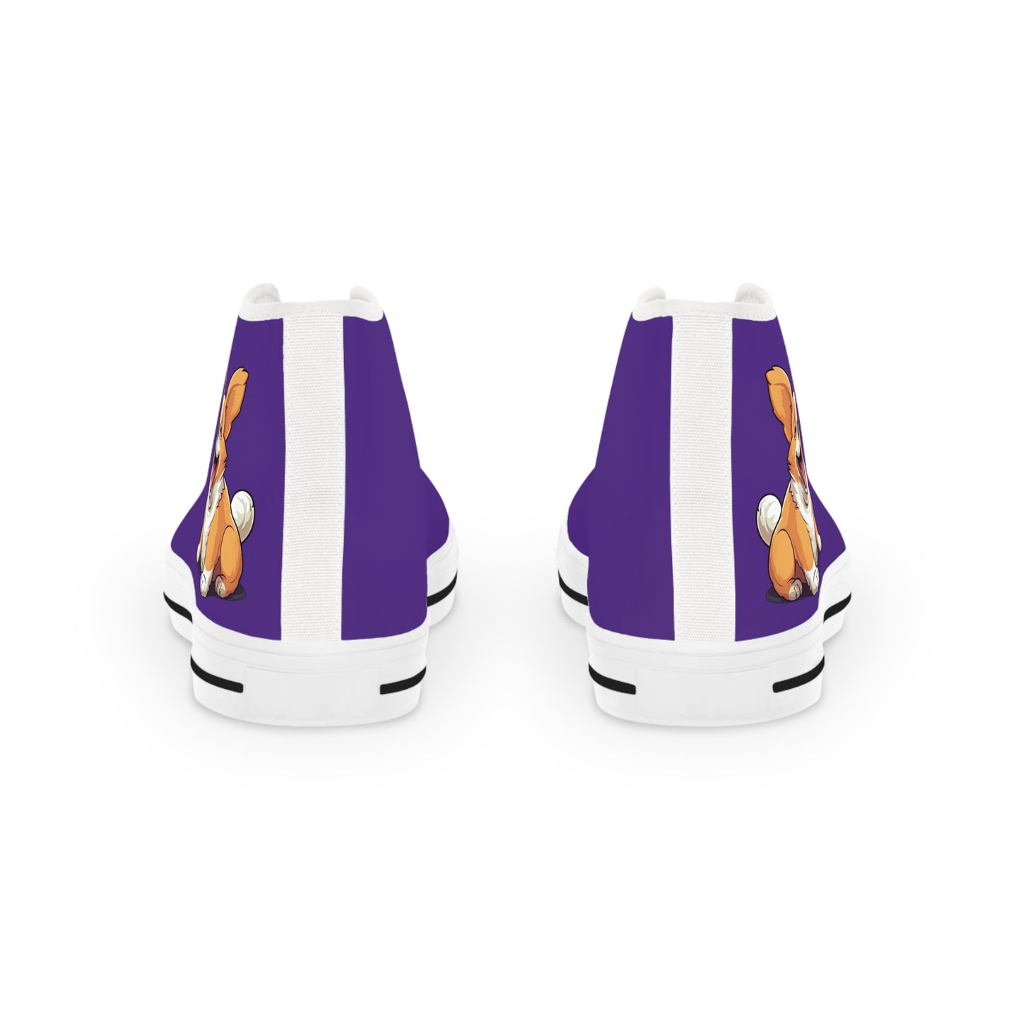 Jolly Jiggling Corgi Men's High Top Casual Purple Canvas Sneakers