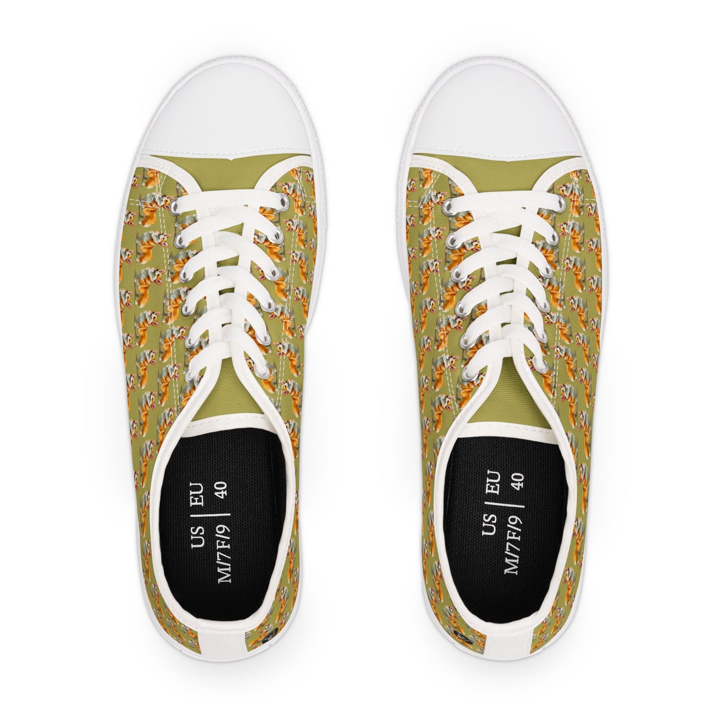 Classic Queen's Corgi Artistic Mosaic Pattern Women's Low Top Casual Canvas Sneakers