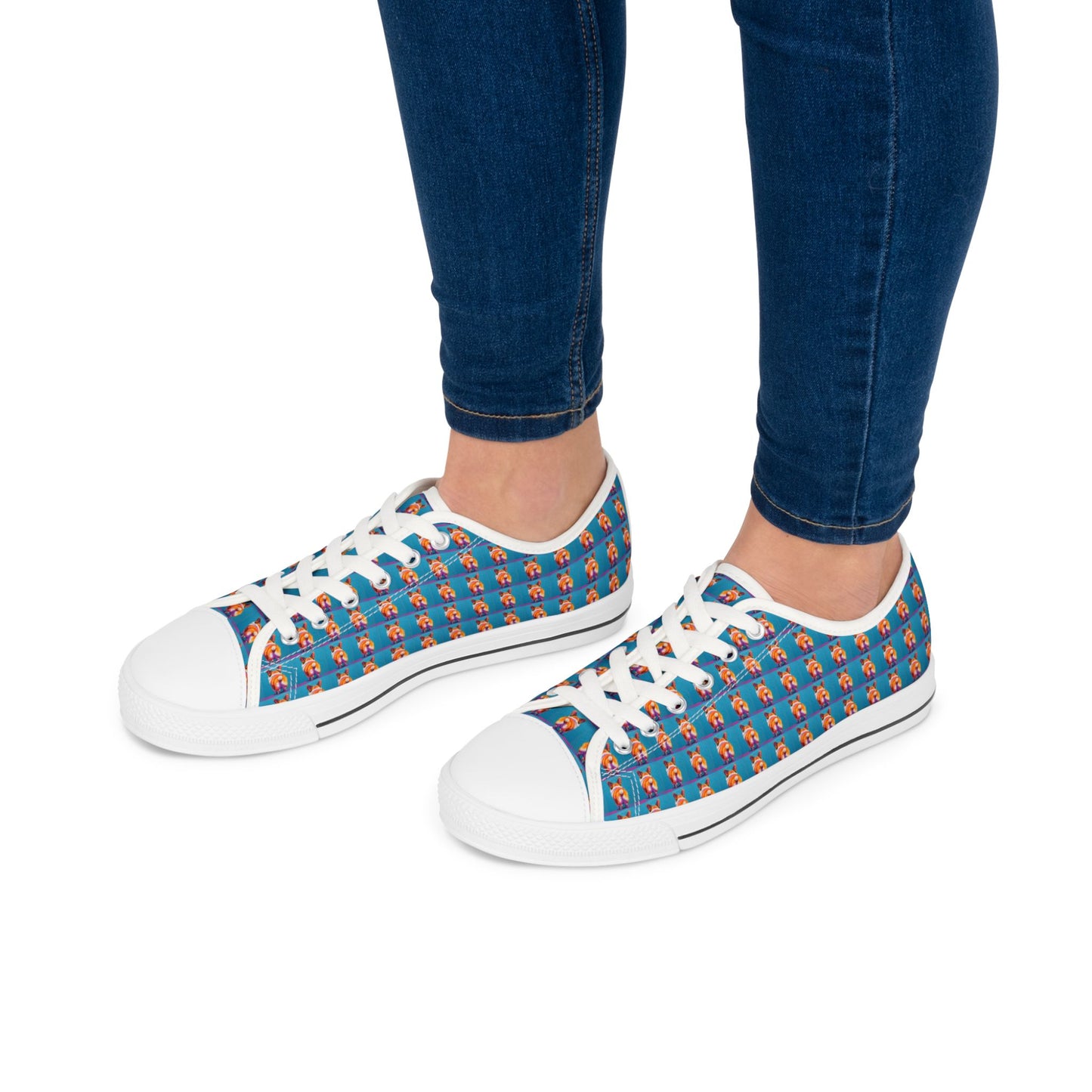 Corgi Butt Mosaic Pattern Women's Low Top Casual Canvas Sneakers